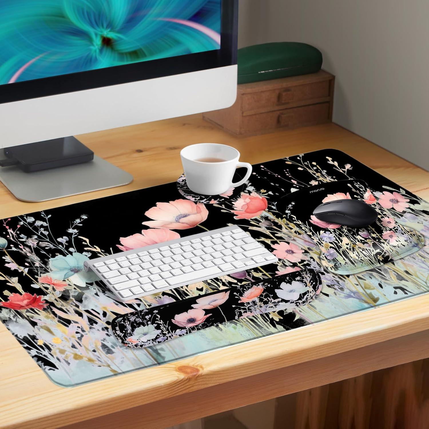 Conjunto de alfombrilla de escritorio MOSISO negro ergonómico