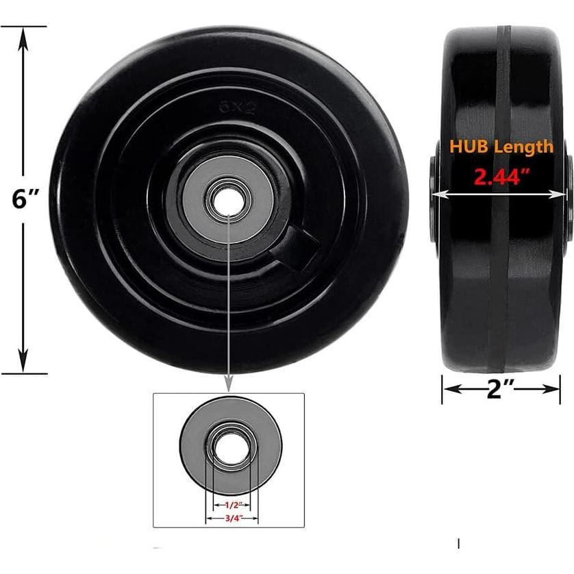 Rueda Fenólica 6" Genérico 1200 kg Rodamiento 1/2"