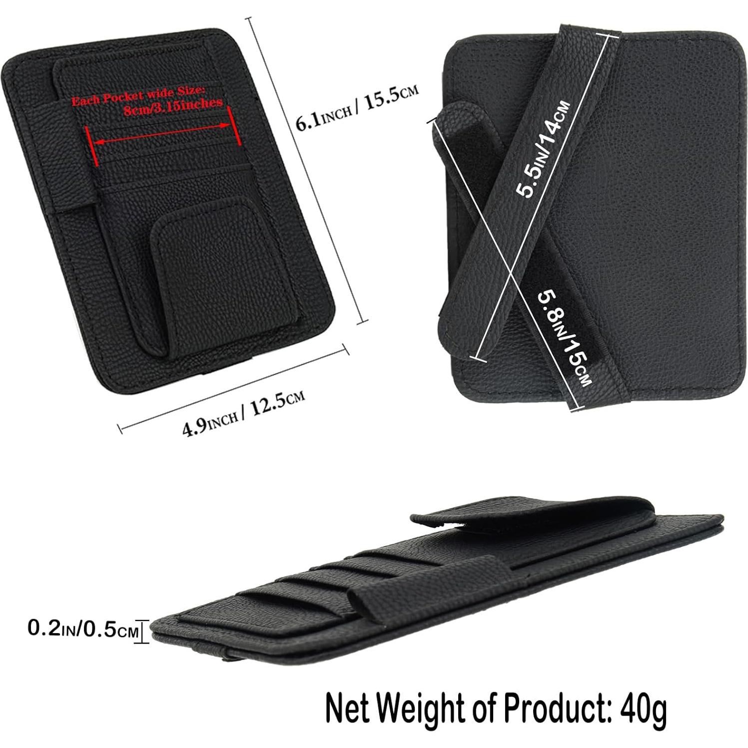 Organizador de Visera Solar Aturmon Mini Cuero Negro 15.5x12.5cm