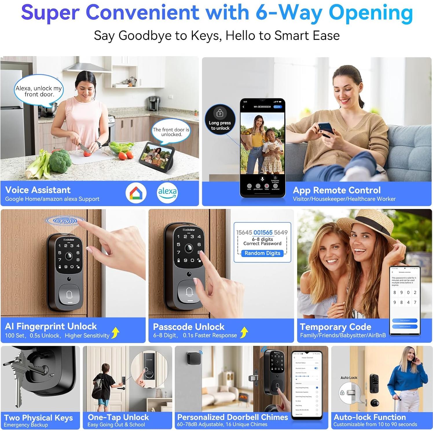 Cerradura Inteligente Blackview SE80 con Cámara 3.5K y Timbre