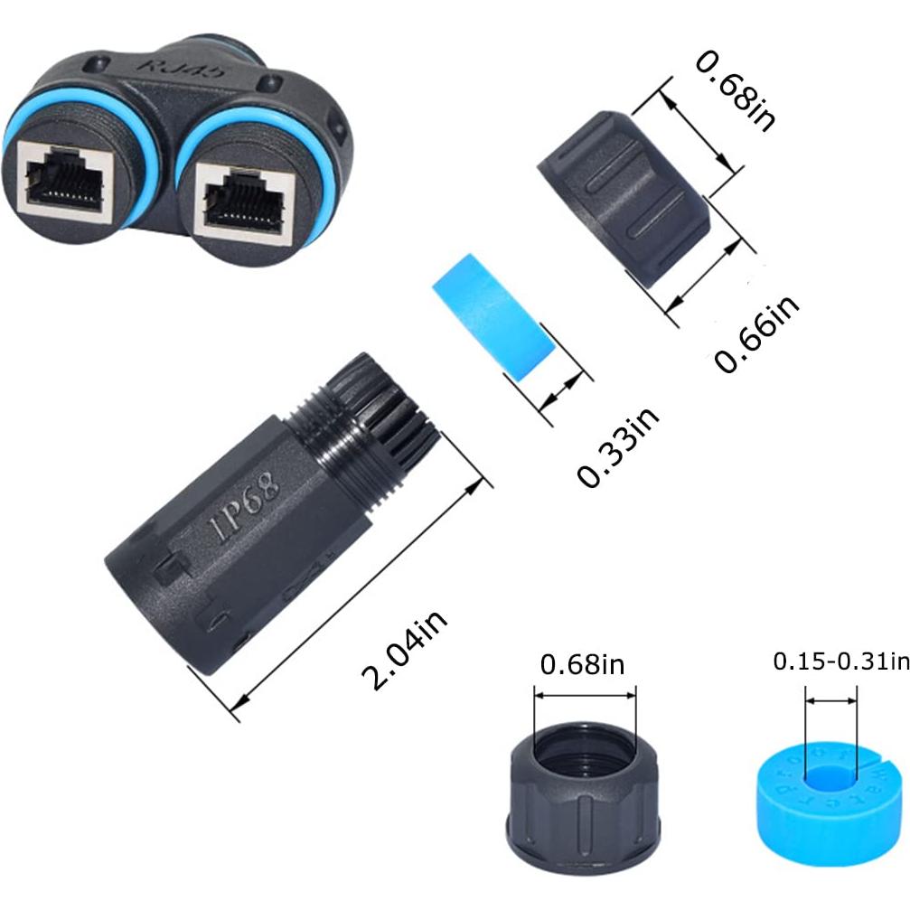 Acoplador Divisor RJ45 Impermeable IP68 ZUZONG 1 a 2 Salidas