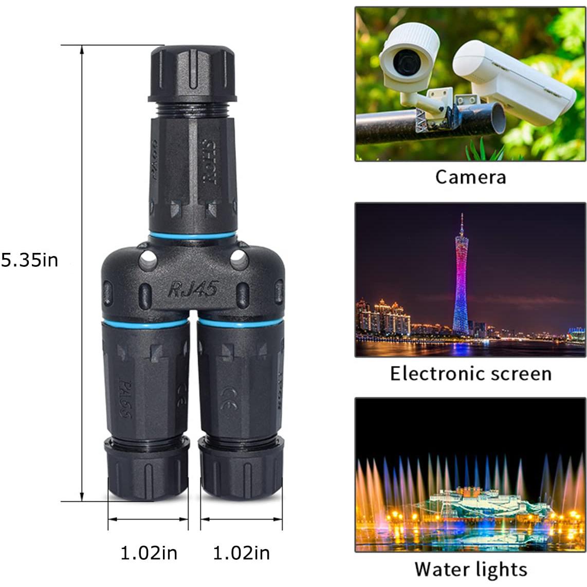 Acoplador Divisor RJ45 Impermeable IP68 ZUZONG 1 a 2 Salidas