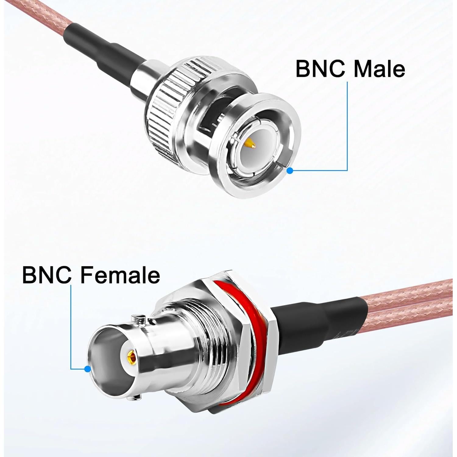 Cable Divisor Coaxial BNC MEIRYFA 34cm 50Ohm Hembra a Doble Macho