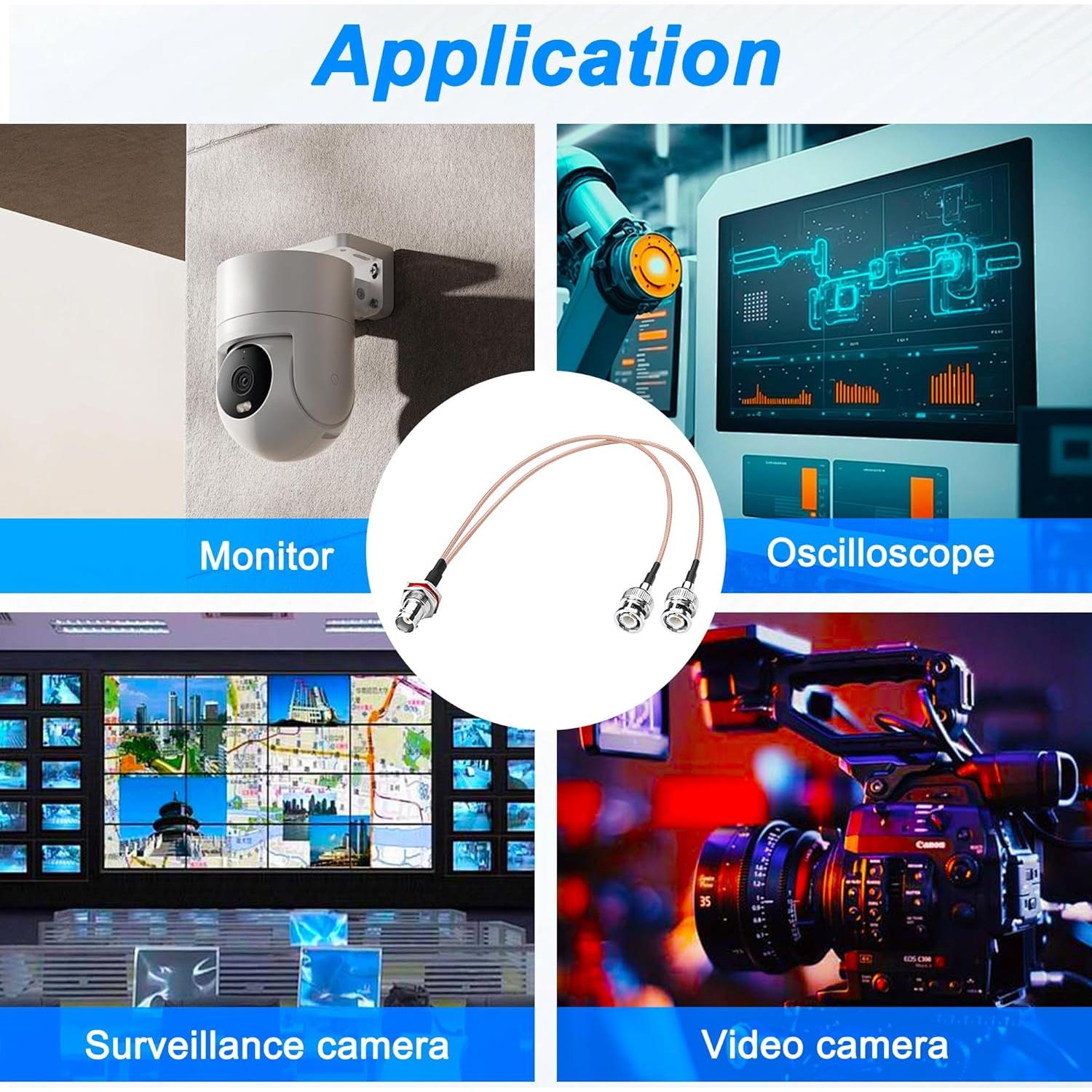 Cable Divisor Coaxial BNC MEIRYFA 34cm 50Ohm Hembra a Doble Macho