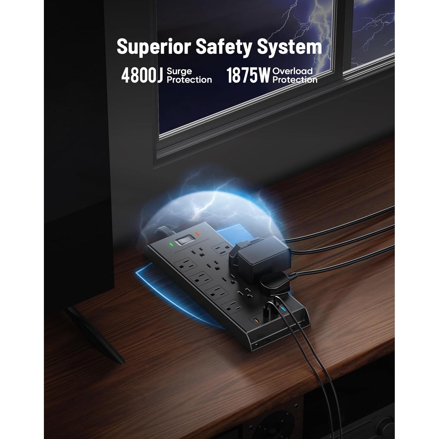 Protector de Sobretensión LeZone 3.05m 12 Salidas 20W USB