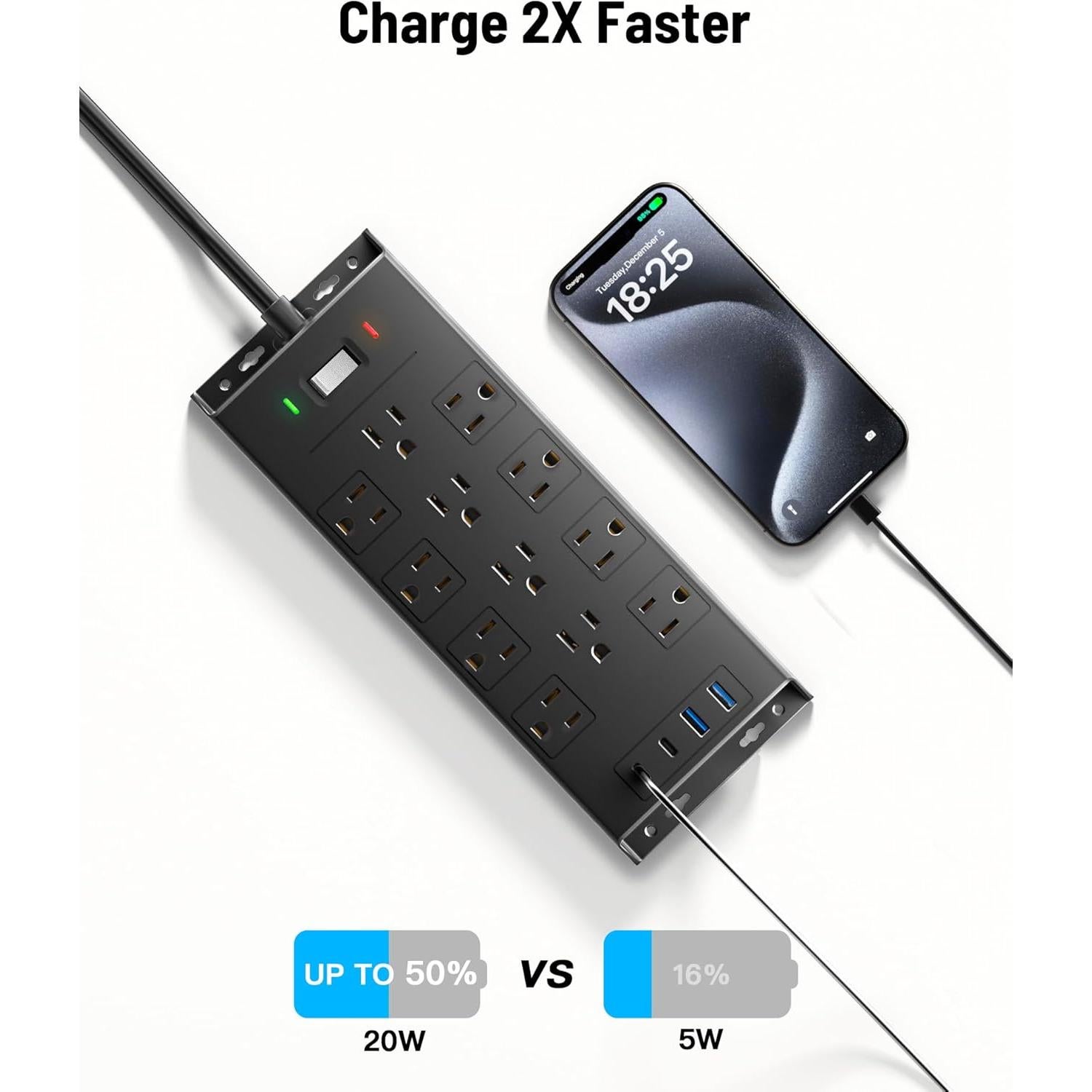 Protector de Sobretensión LeZone 3.05m 12 Salidas 20W USB