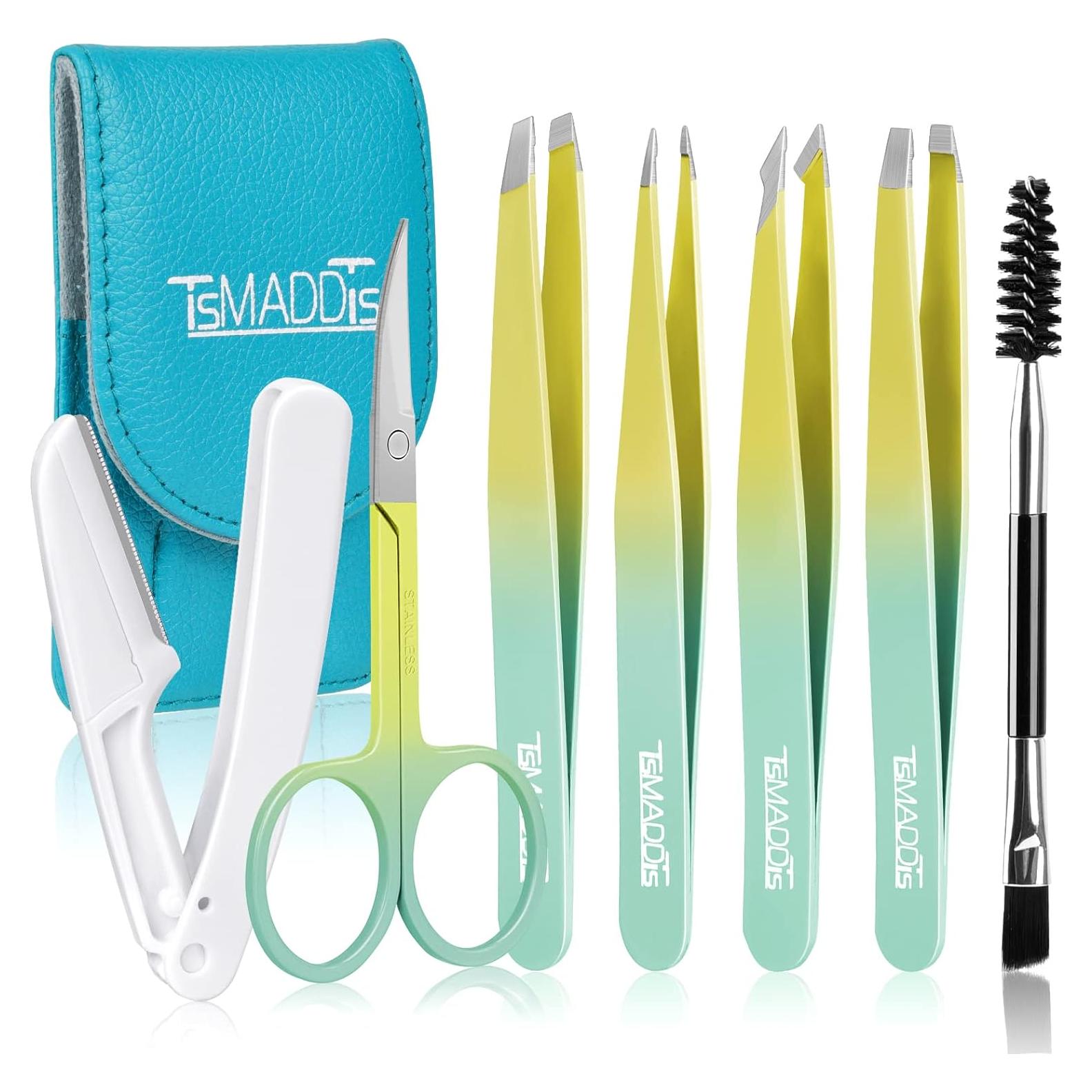 Juego de Pinzas TsMADDTs 7 Piezas para Cejas y Vello Facial