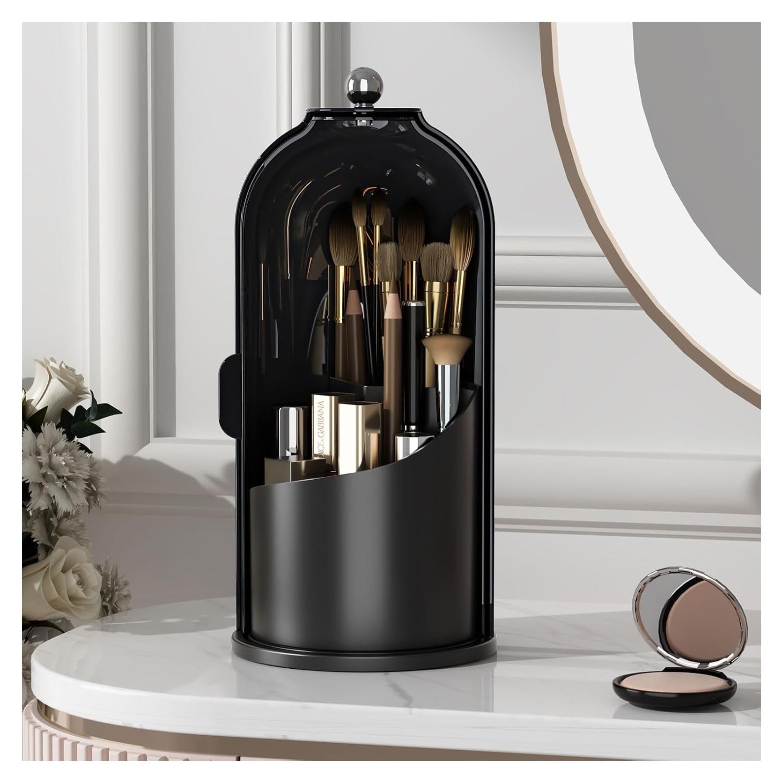 Soporte para Brochas de Maquillaje YOOLENS 360° Rotatorio Negro