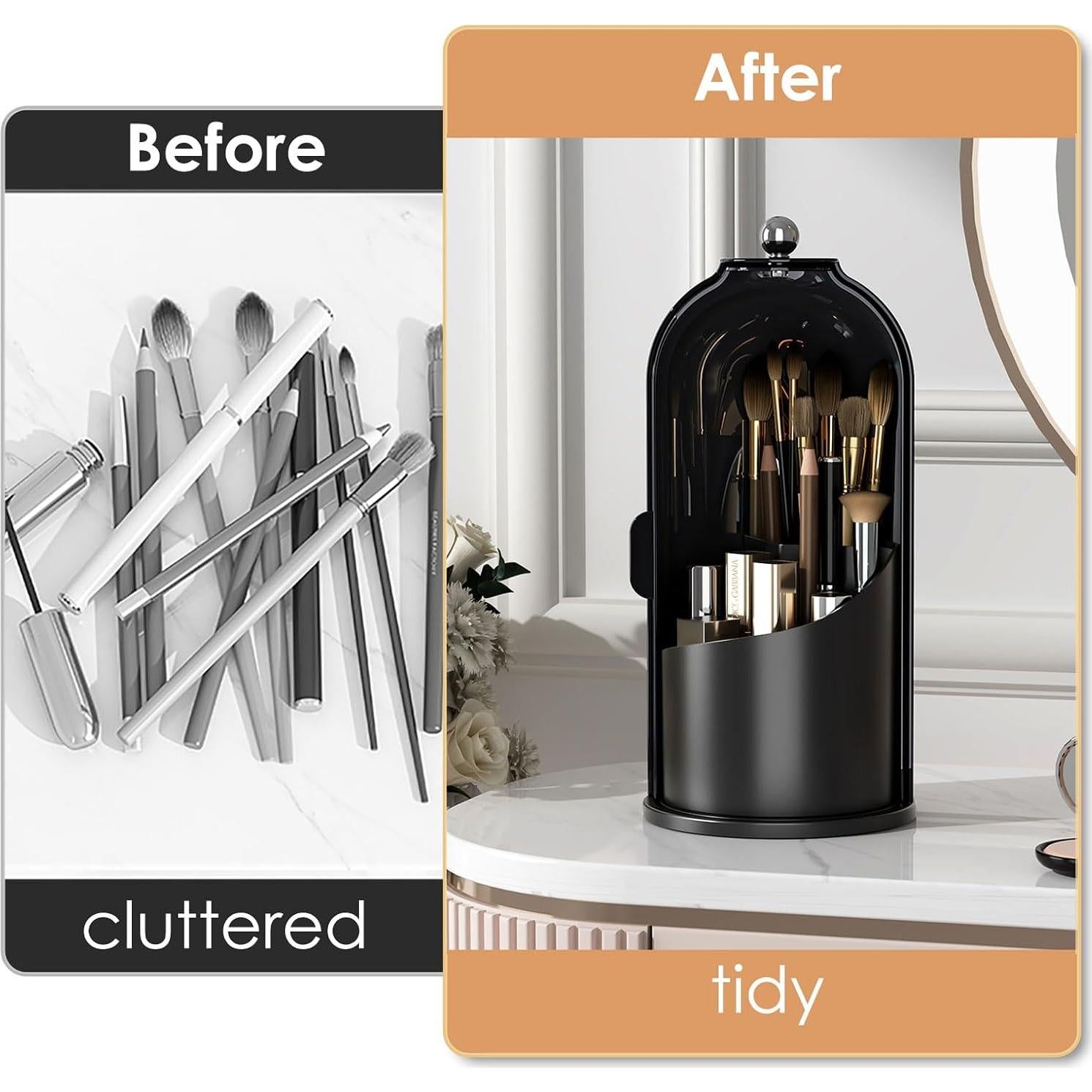 Soporte para Brochas de Maquillaje YOOLENS 360° Rotatorio Negro