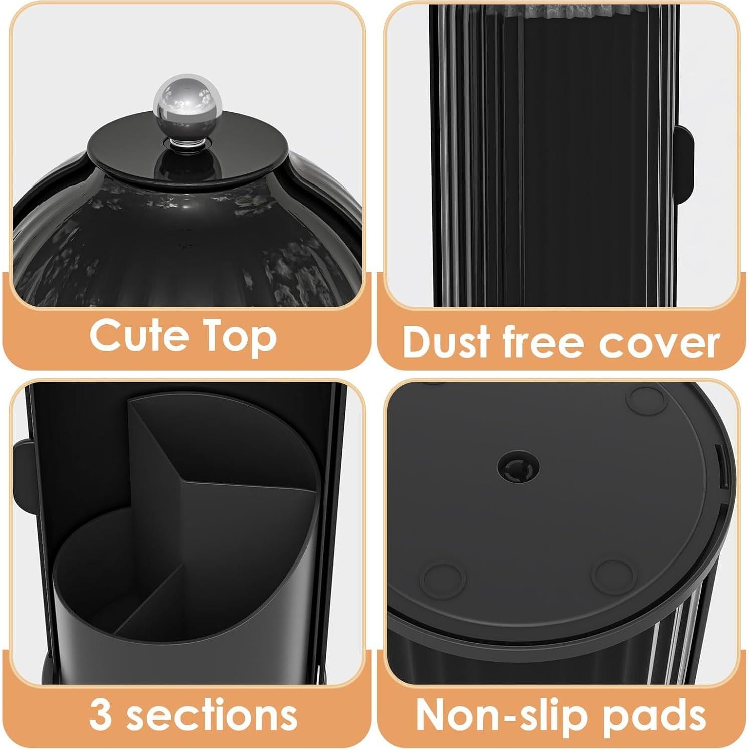 Soporte para Brochas de Maquillaje YOOLENS 360° Rotatorio Negro