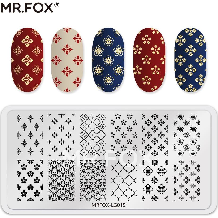 Juego de 6 Placas de Uñas Estampadas Dragón Chino 12x6cm