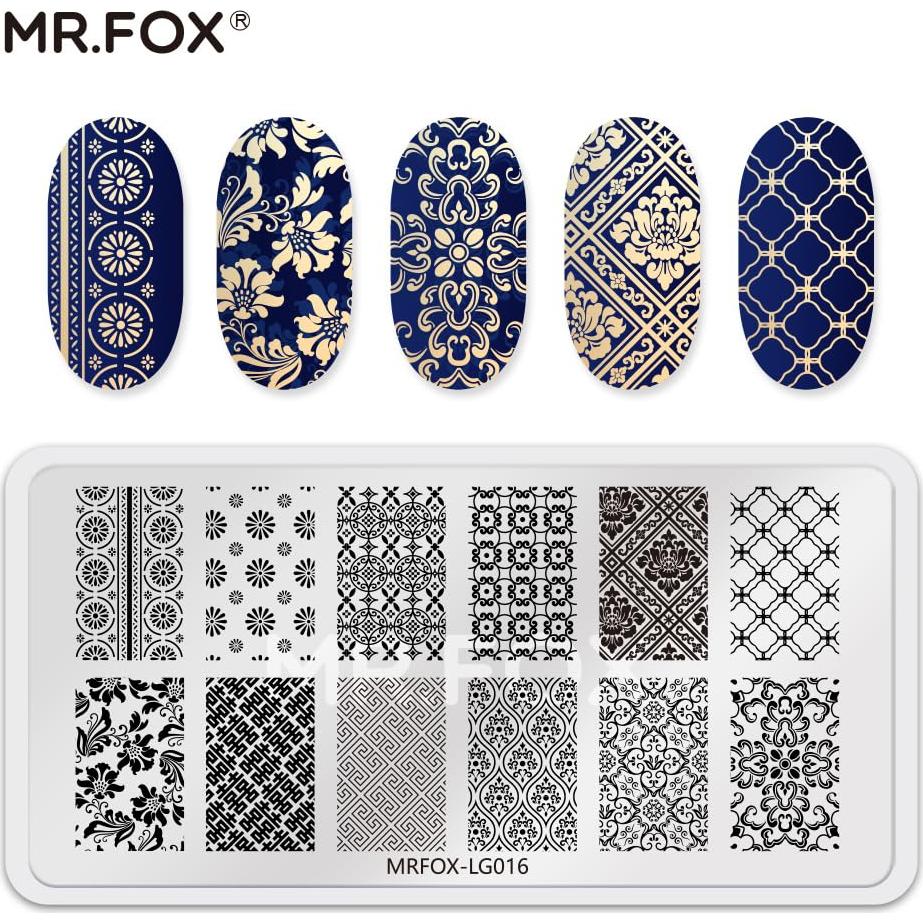 Juego de 6 Placas de Uñas Estampadas Dragón Chino 12x6cm