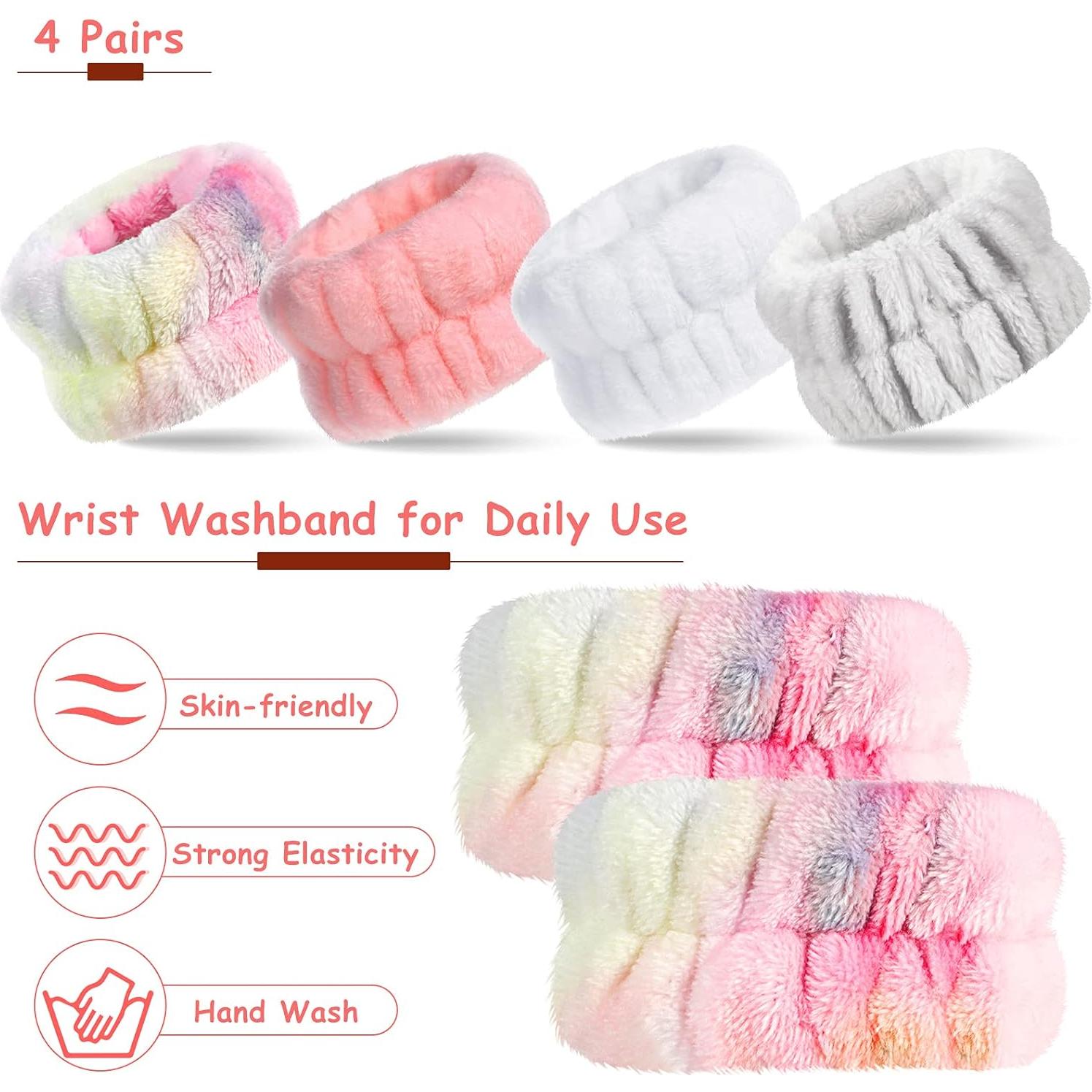Chuangdi 4 Pares Bandas de Muñeca Microfibra para Lavar
