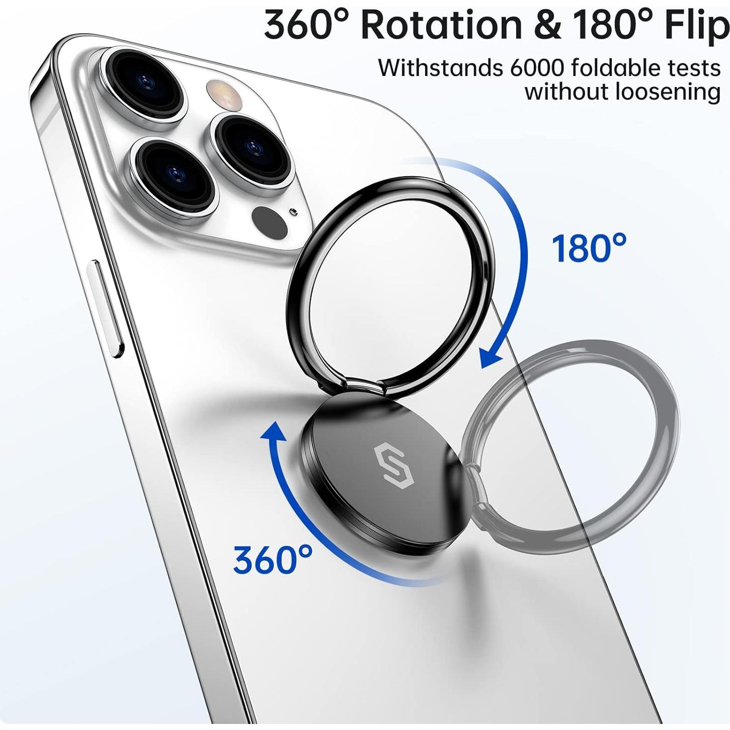 Soporte para anillo de teléfono Syncwire 360° Negro