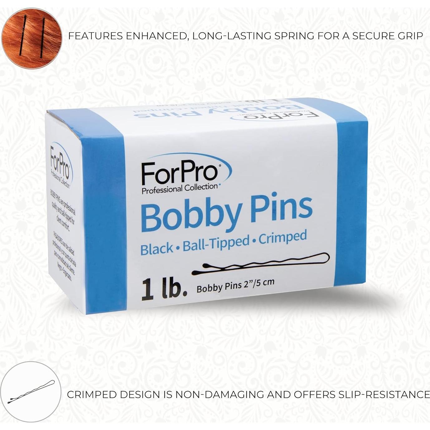 Pasadores de Pelo ForPro Negros 400 unidades 5.08 cm Antideslizantes