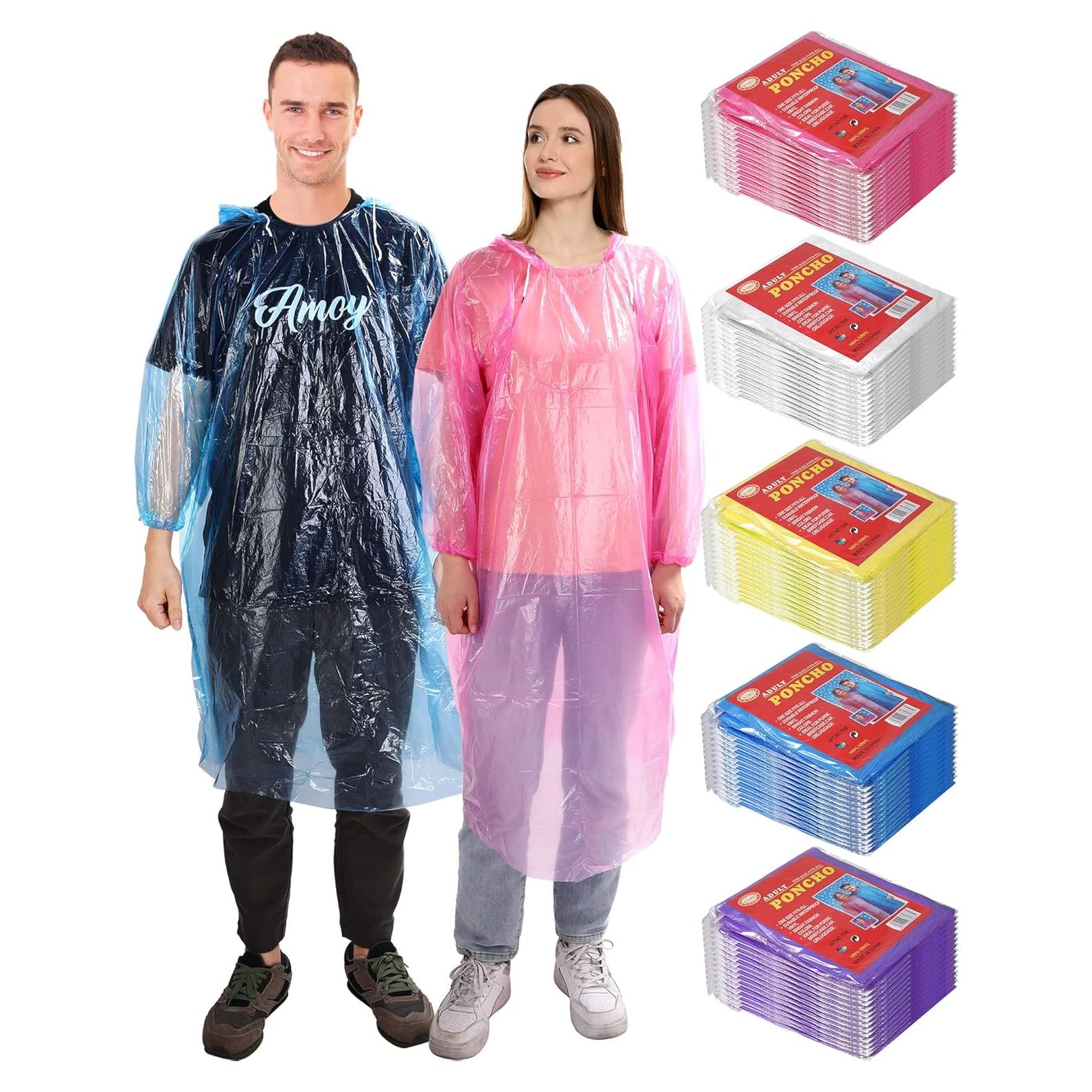 Ponchos Desechables JaGely 80 Unidades Impermeables Multicolor