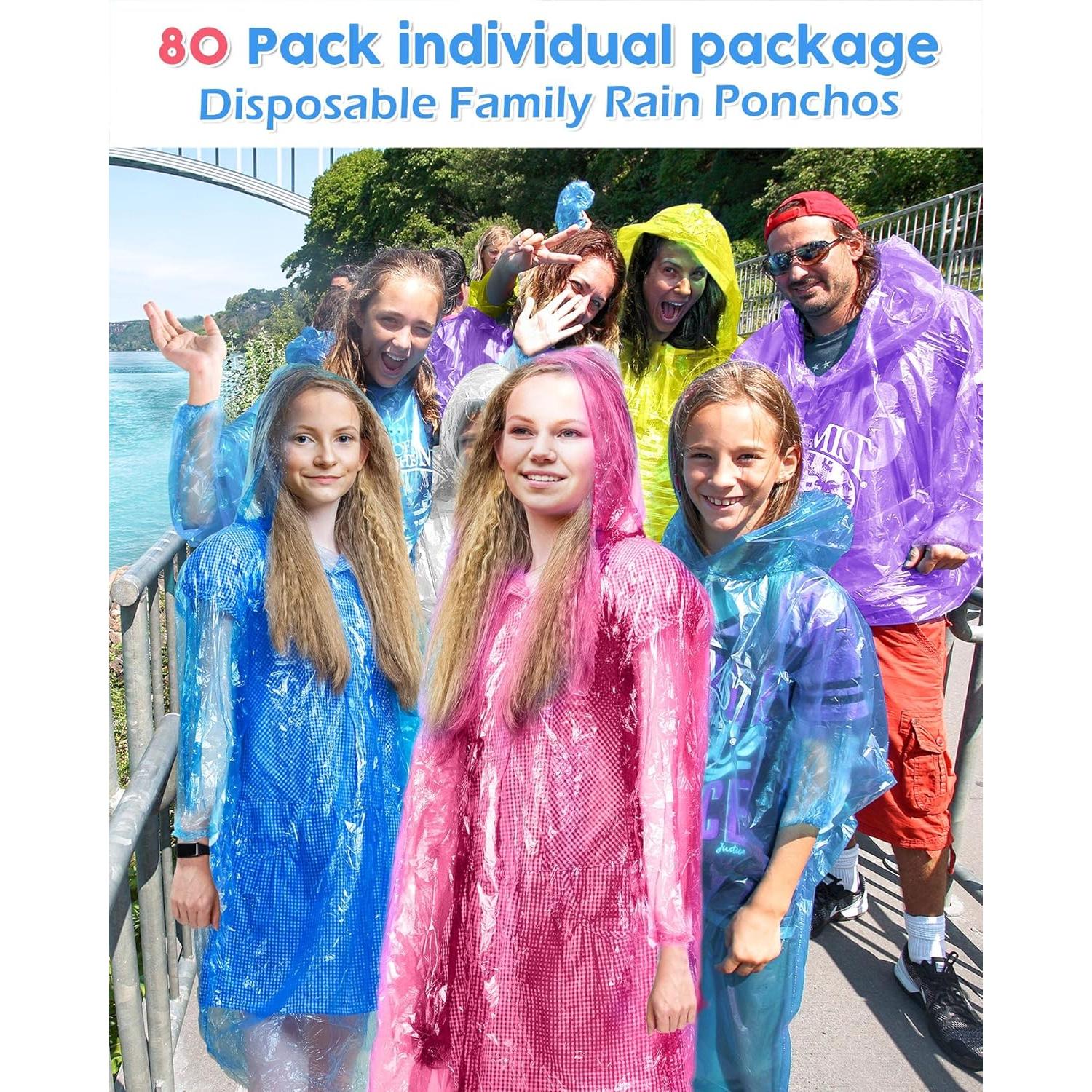 Ponchos Desechables JaGely 80 Unidades Impermeables Multicolor