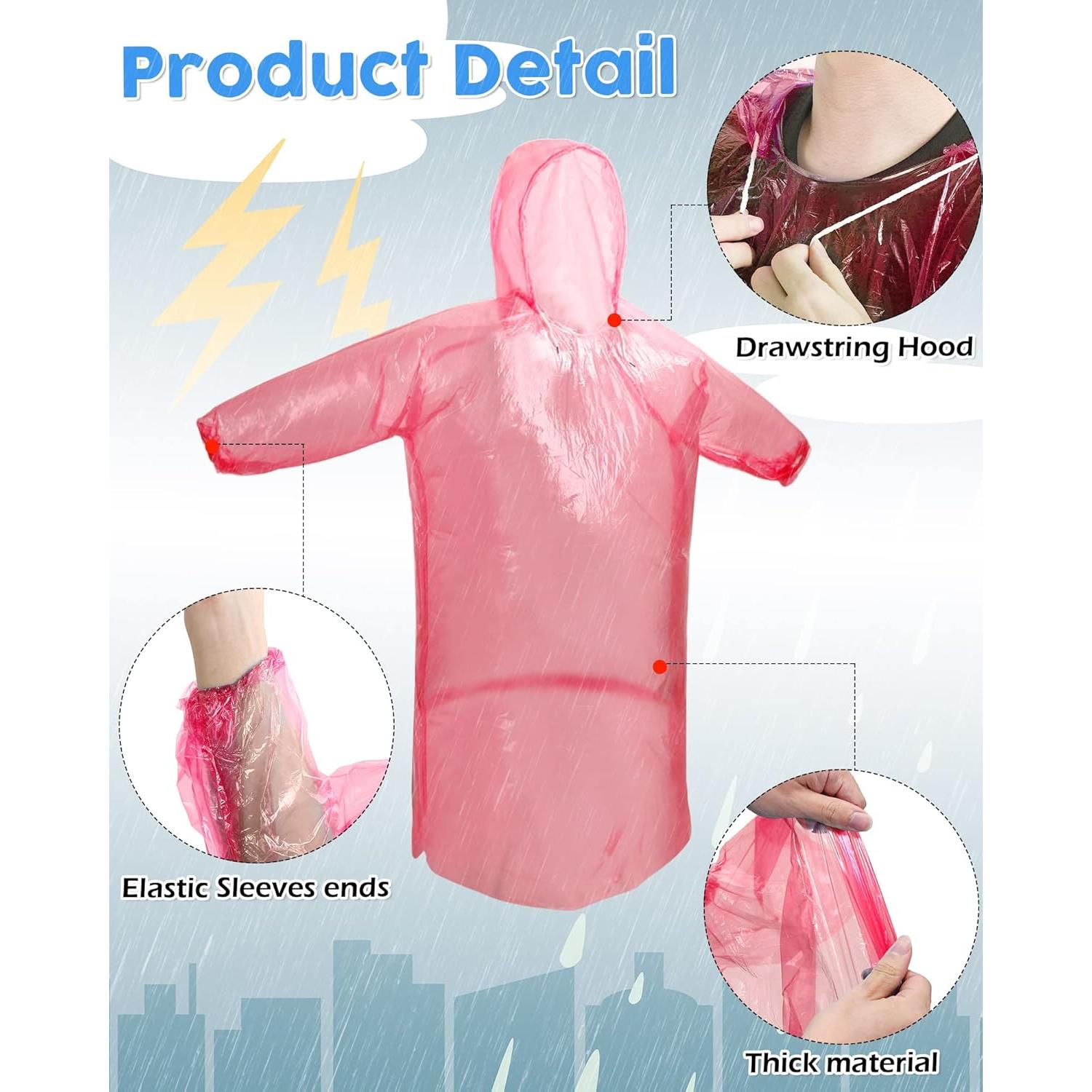 Ponchos Desechables JaGely 80 Unidades Impermeables Multicolor