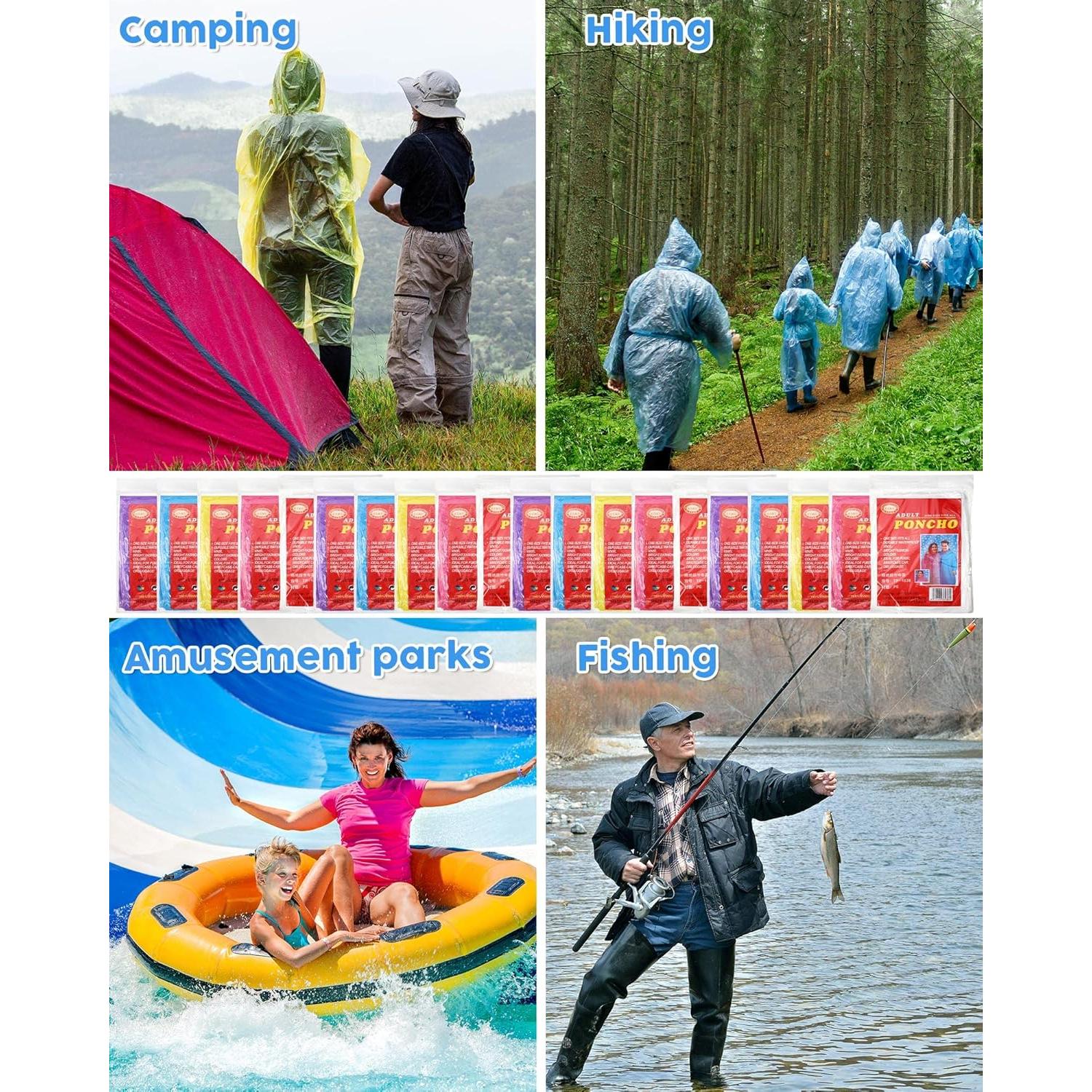 Ponchos Desechables JaGely 80 Unidades Impermeables Multicolor