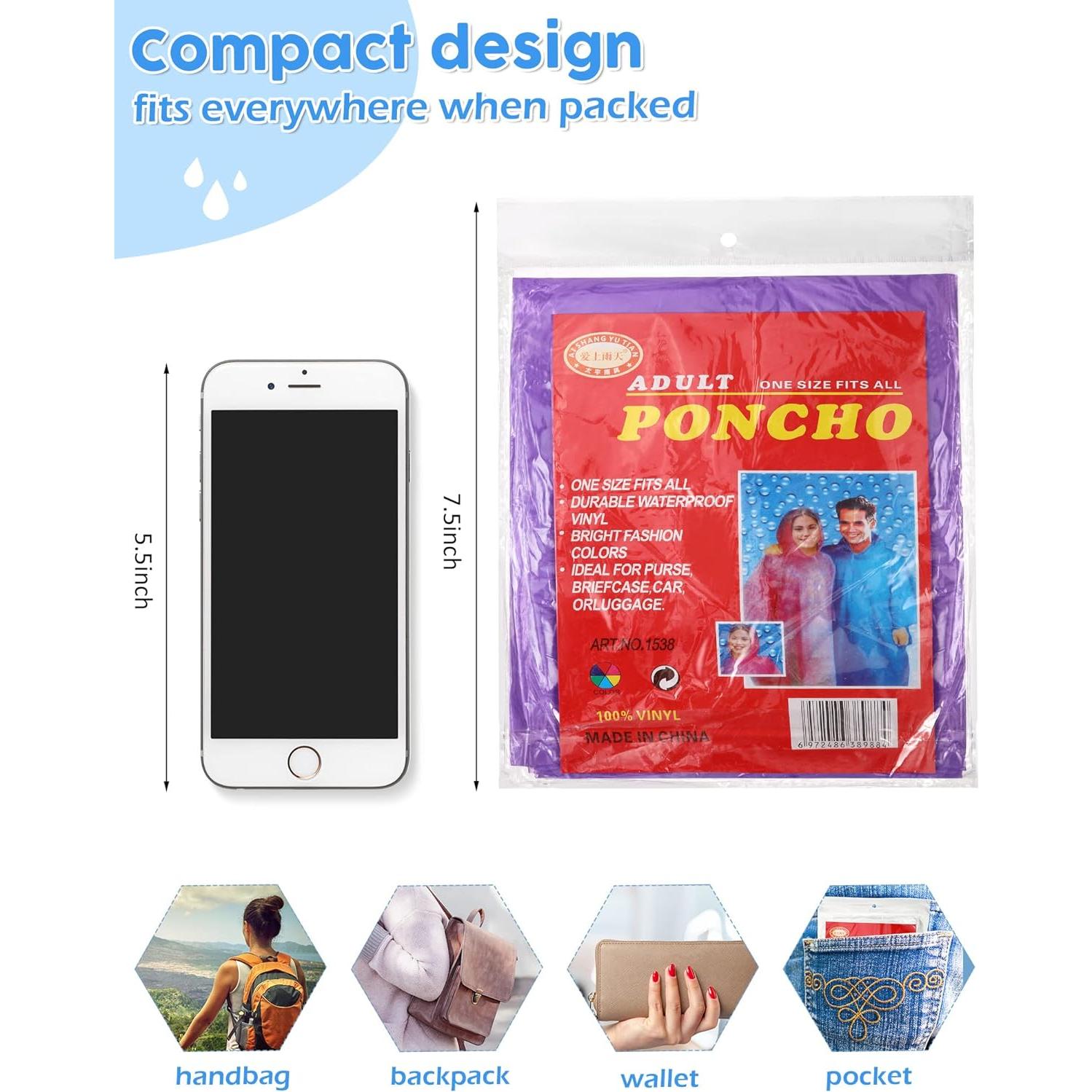 Ponchos Desechables JaGely 80 Unidades Impermeables Multicolor