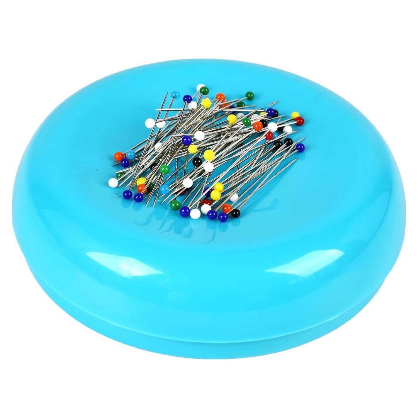 Cojín Magnético Hilltian con 100 Alfileres Plásticos Azul
