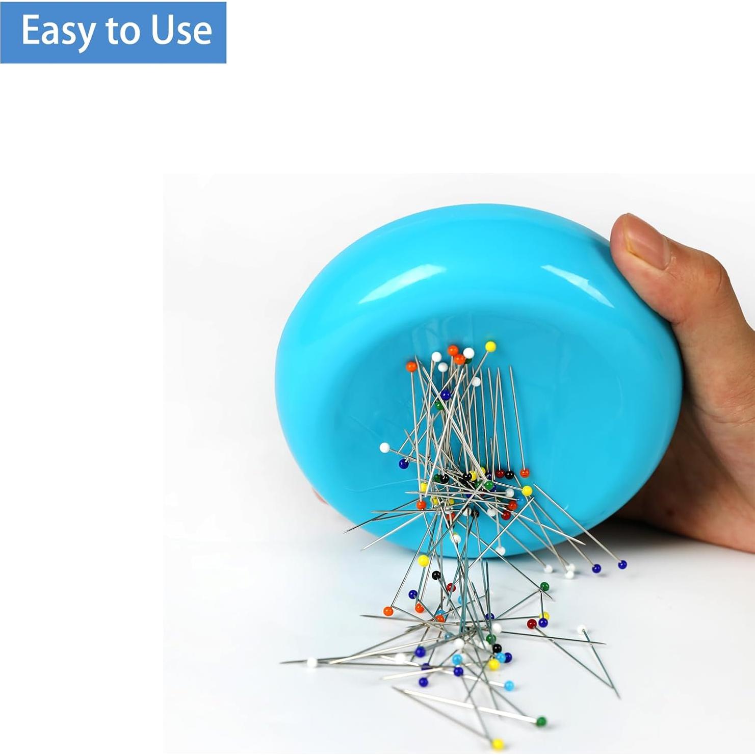 Cojín Magnético Hilltian con 100 Alfileres Plásticos Azul