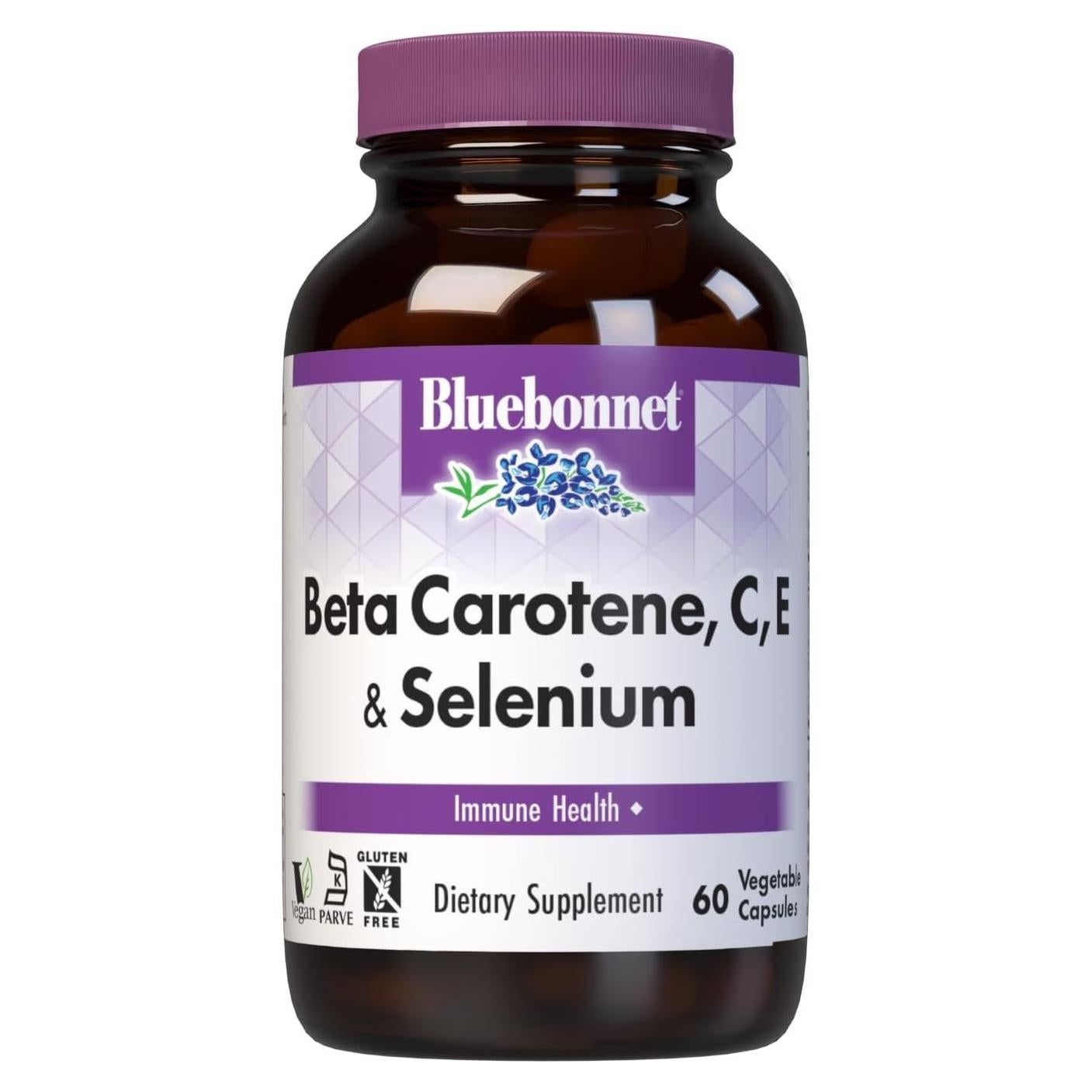 Cápsulas Vegetales BlueBonnet Beta Caroteno C E Selenio 60 Uds