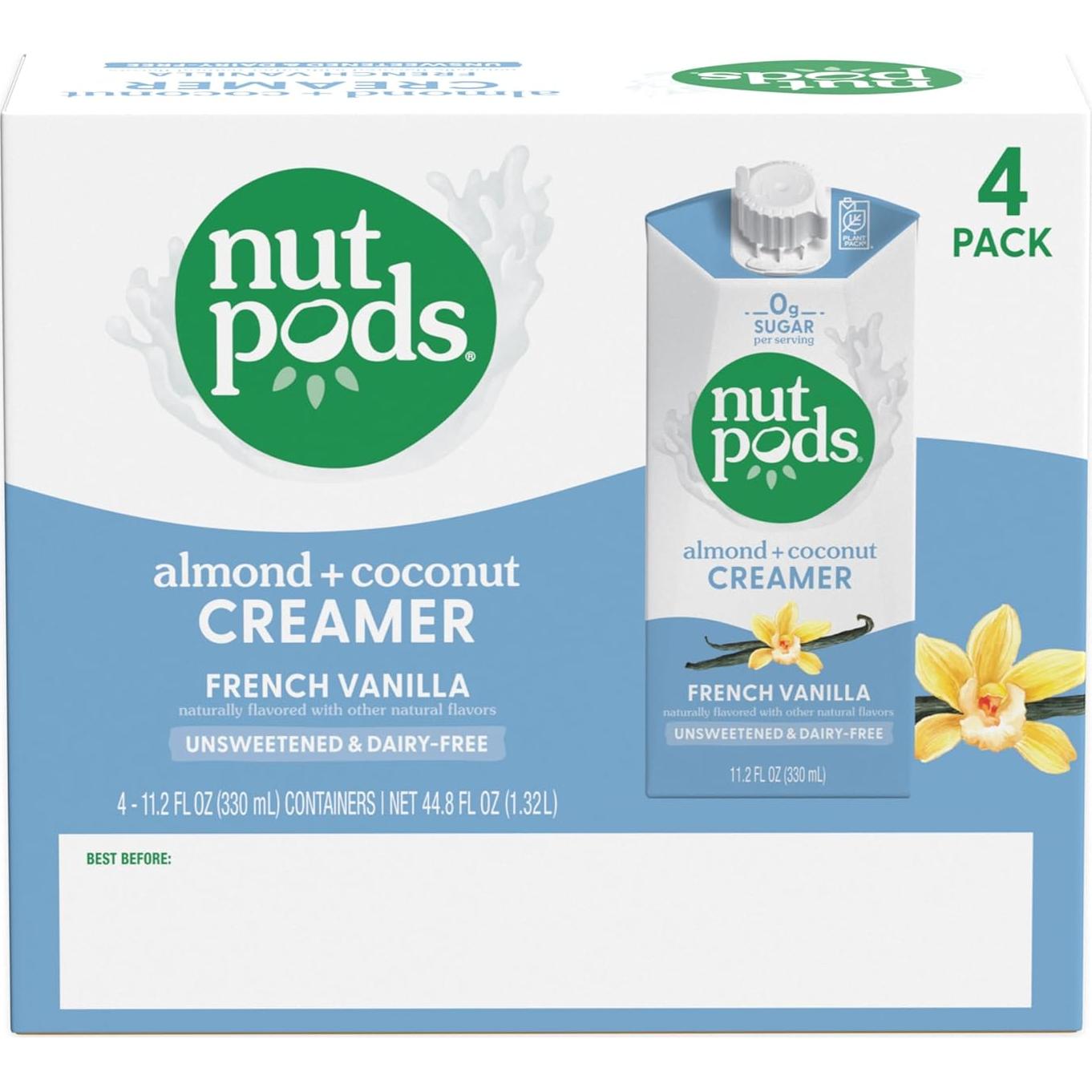 Crema de Café Sin Azúcar Nutpods Vainilla Francesa 4x11.2oz