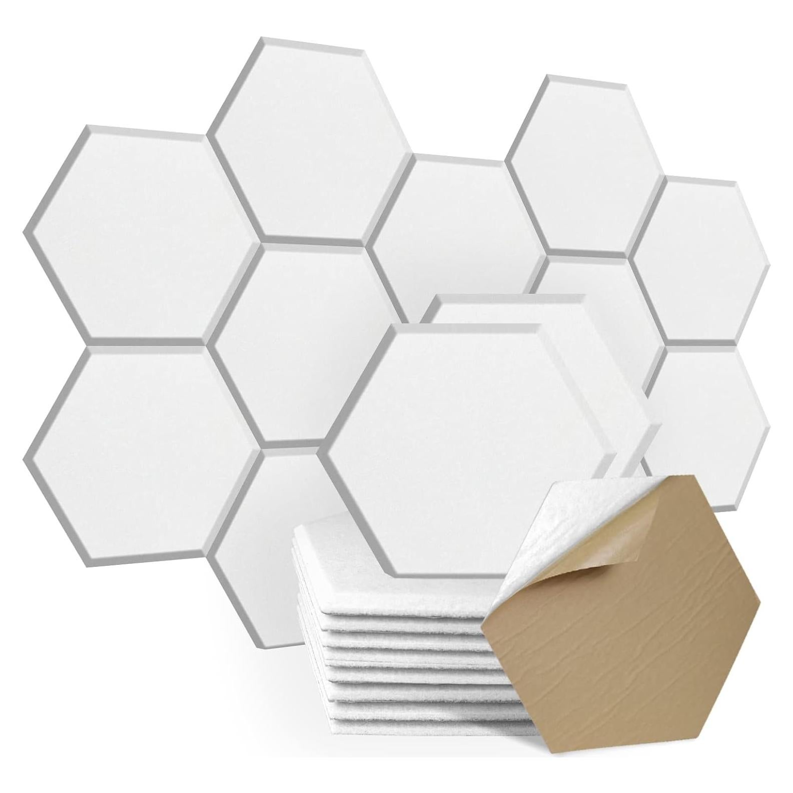 Paquete de 12 Paneles Acústicos SHJADE Hexagonales Blancos