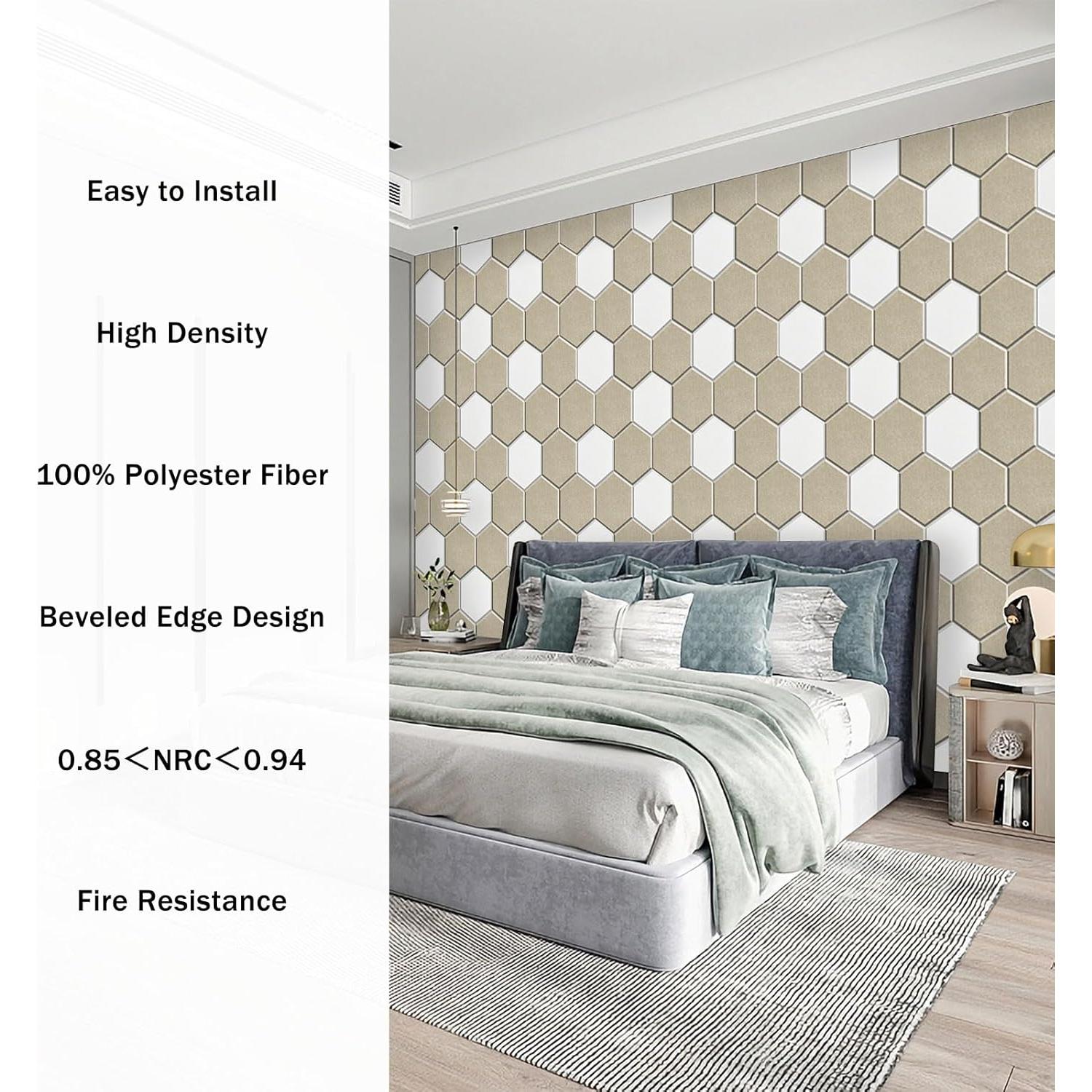 Paquete de 12 Paneles Acústicos SHJADE Hexagonales Blancos