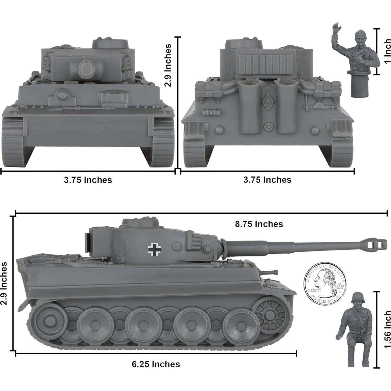 Tanque Tigre I Alemán WW2 BMC Toys 22.23 cm Gris 1:38