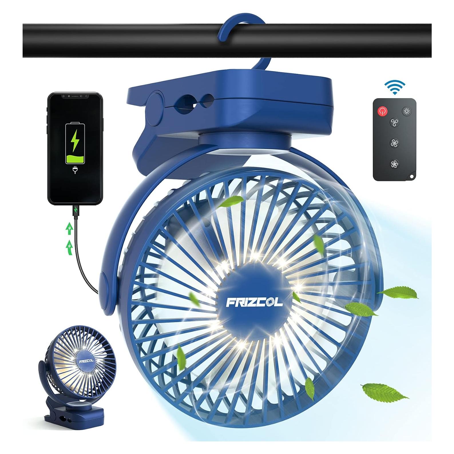 Ventilador de Clip FRIZCOL 12000mAh Recargable con LED