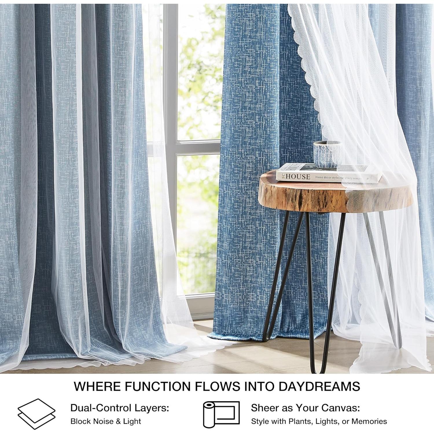 Cortinas de Oscurecimiento Total Amzdecor 132x160 cm Azul