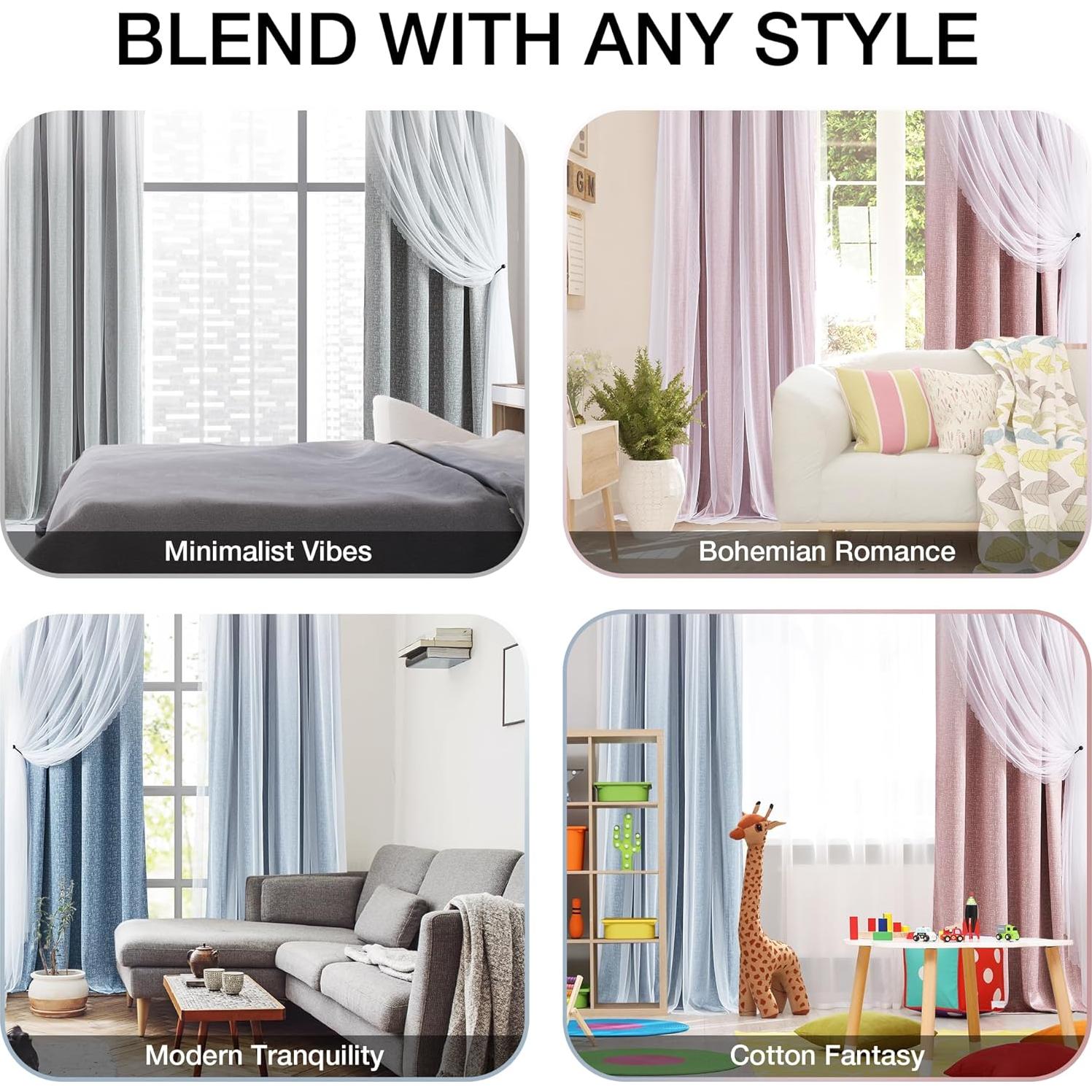 Cortinas de Oscurecimiento Total Amzdecor 132x160 cm Azul