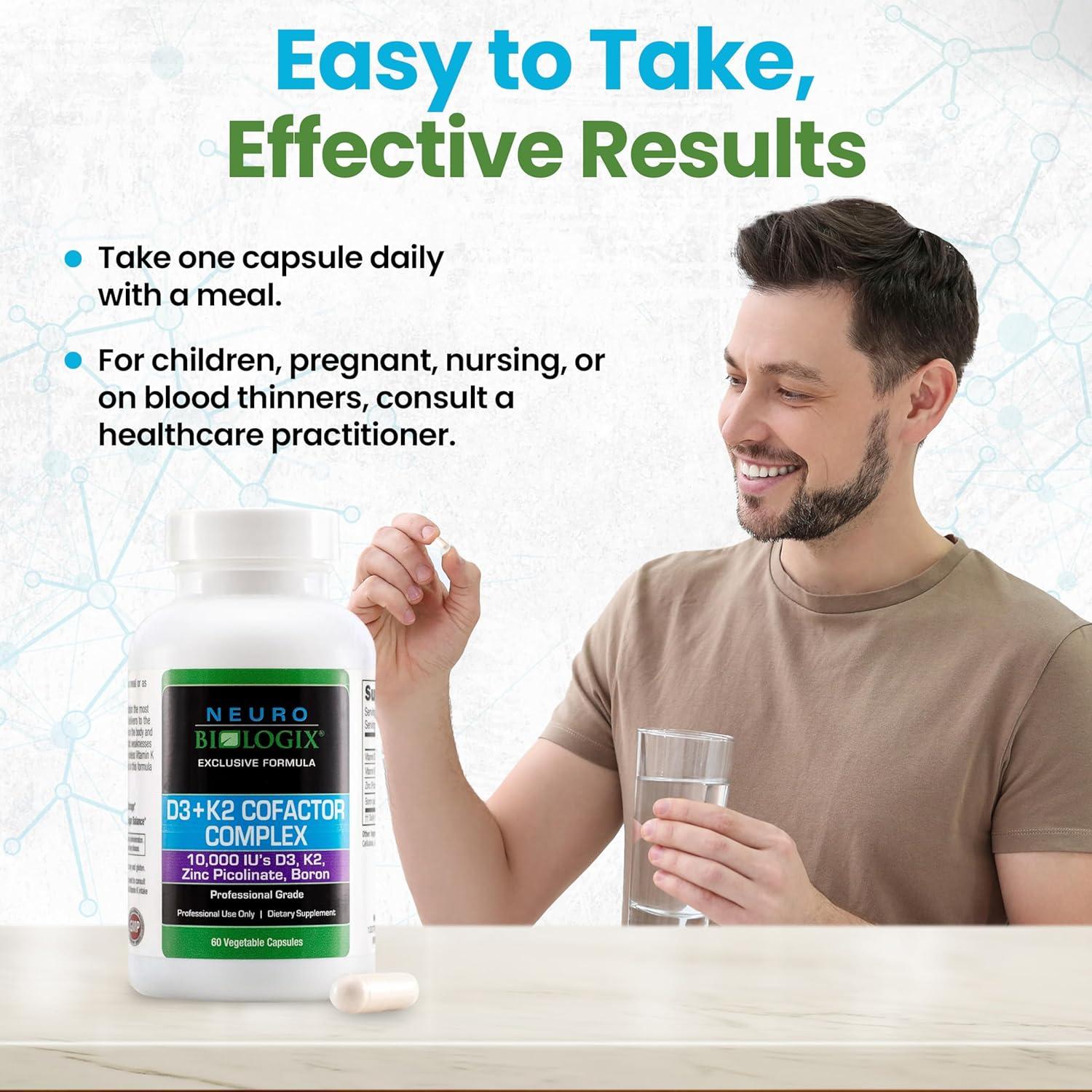 Complejo Cofactor D3+K2 Neurobiologix 60 Cápsulas - Vitamina D3, K2, Zinc