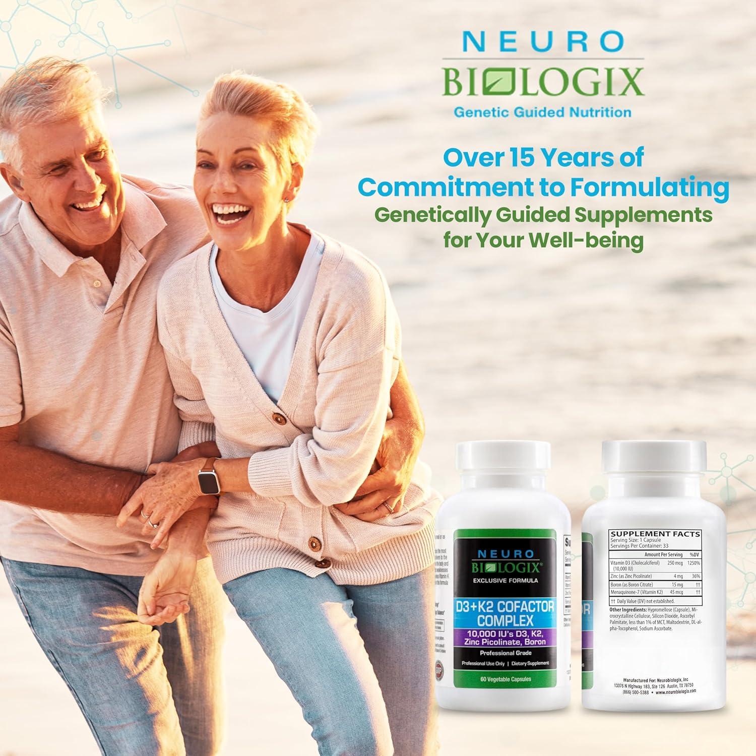 Complejo Cofactor D3+K2 Neurobiologix 60 Cápsulas - Vitamina D3, K2, Zinc