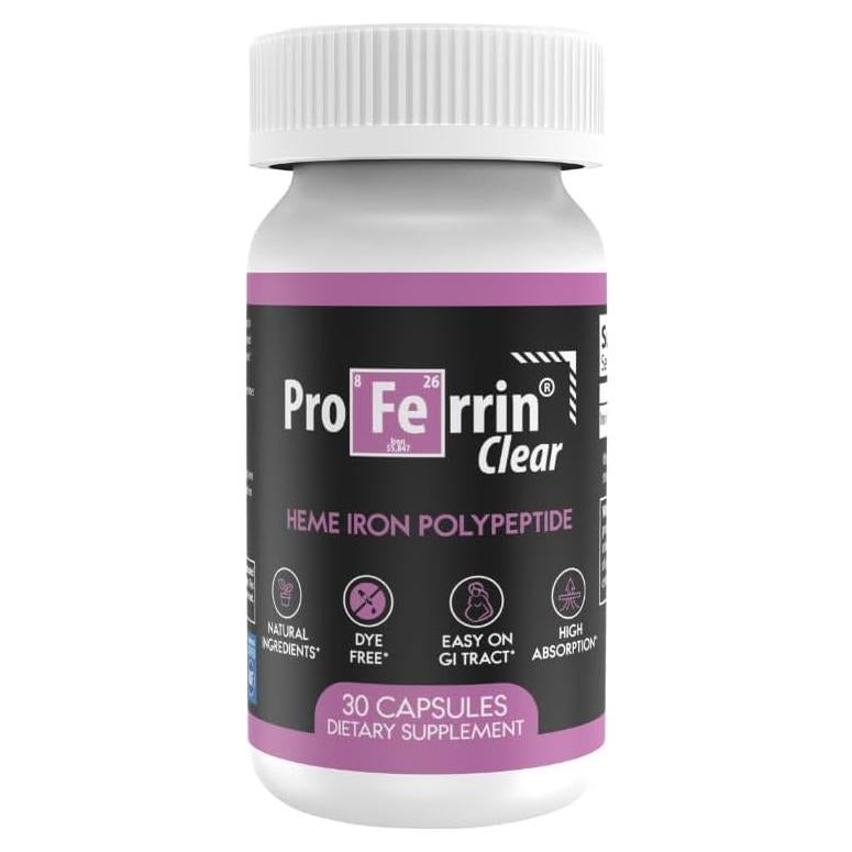 Proferrin Clear 30 Cápsulas de Hierro Heme Natural - Alta Absorción