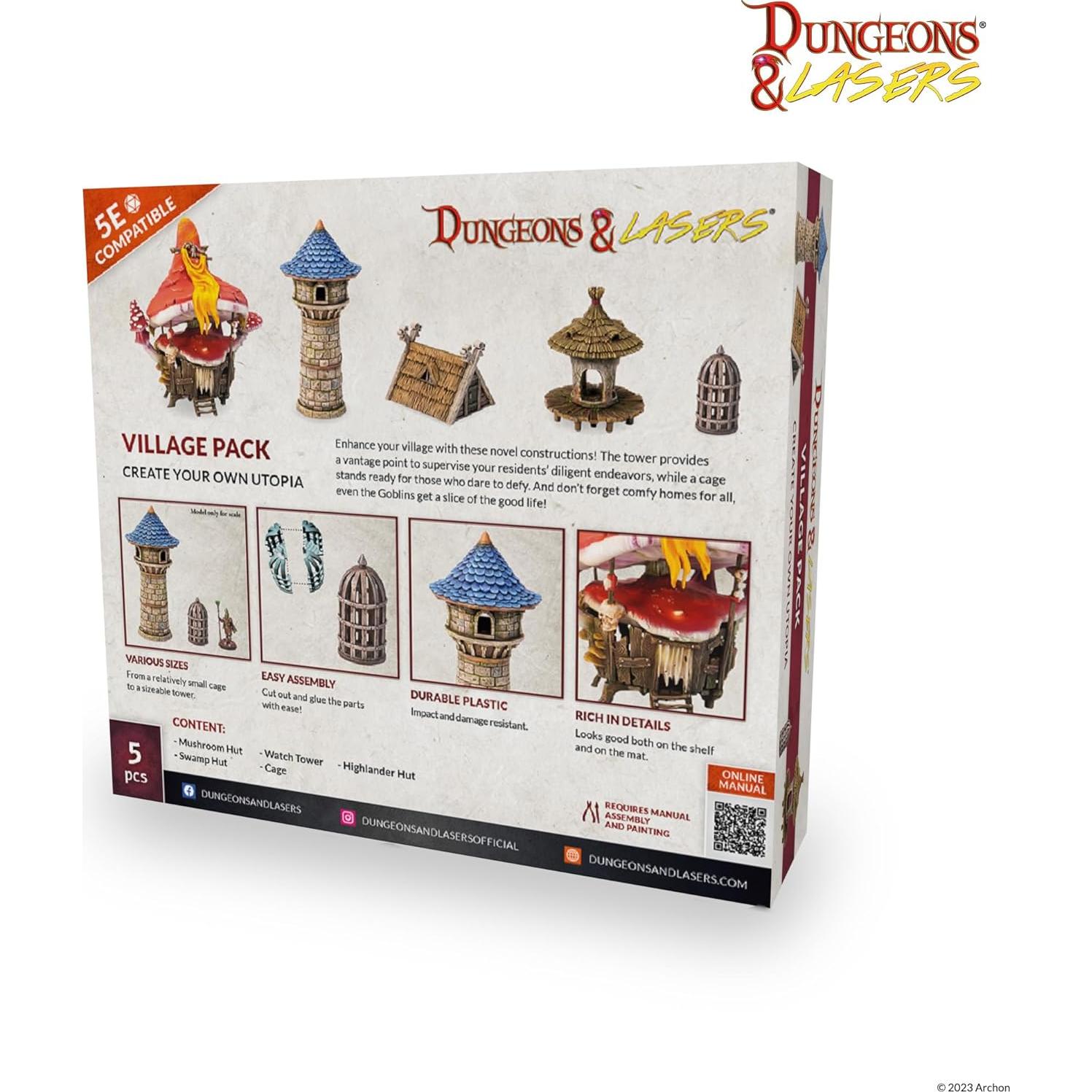 Dungeons & Lasers Paquete de Expansión Pueblo 5 Piezas RPG