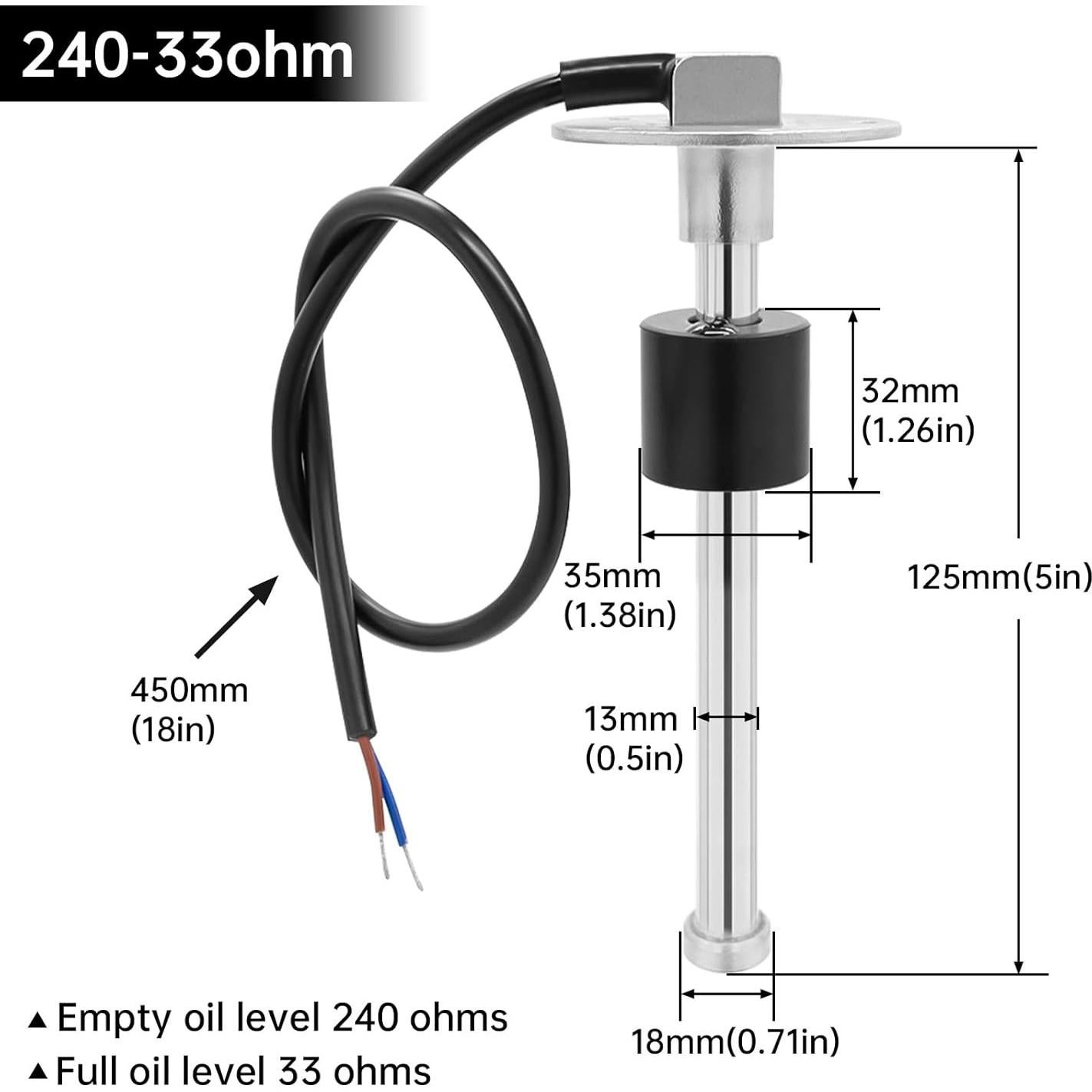 Kit Sensor de Combustible y Manómetro ARTILAURA 5" Negro