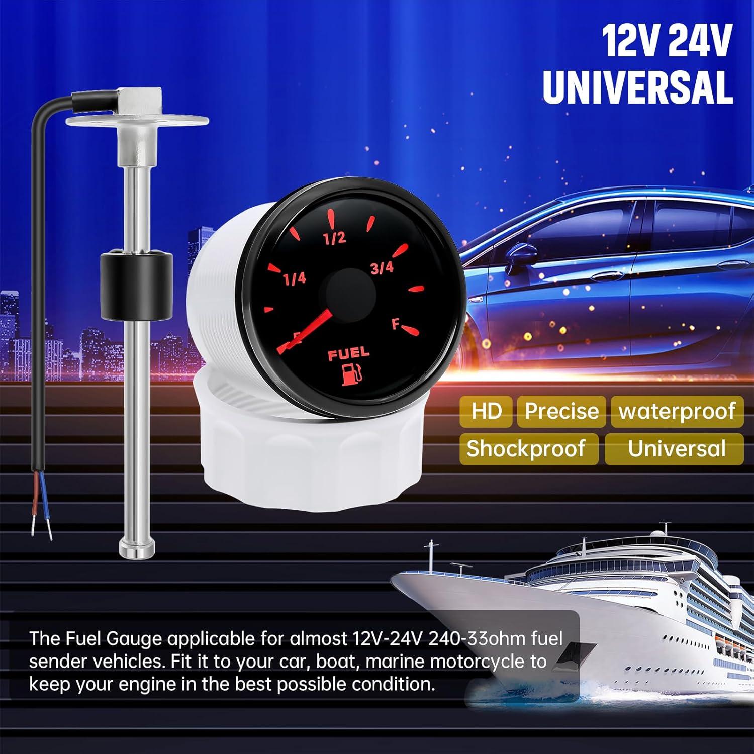 Kit Sensor de Combustible y Manómetro ARTILAURA 5" Negro