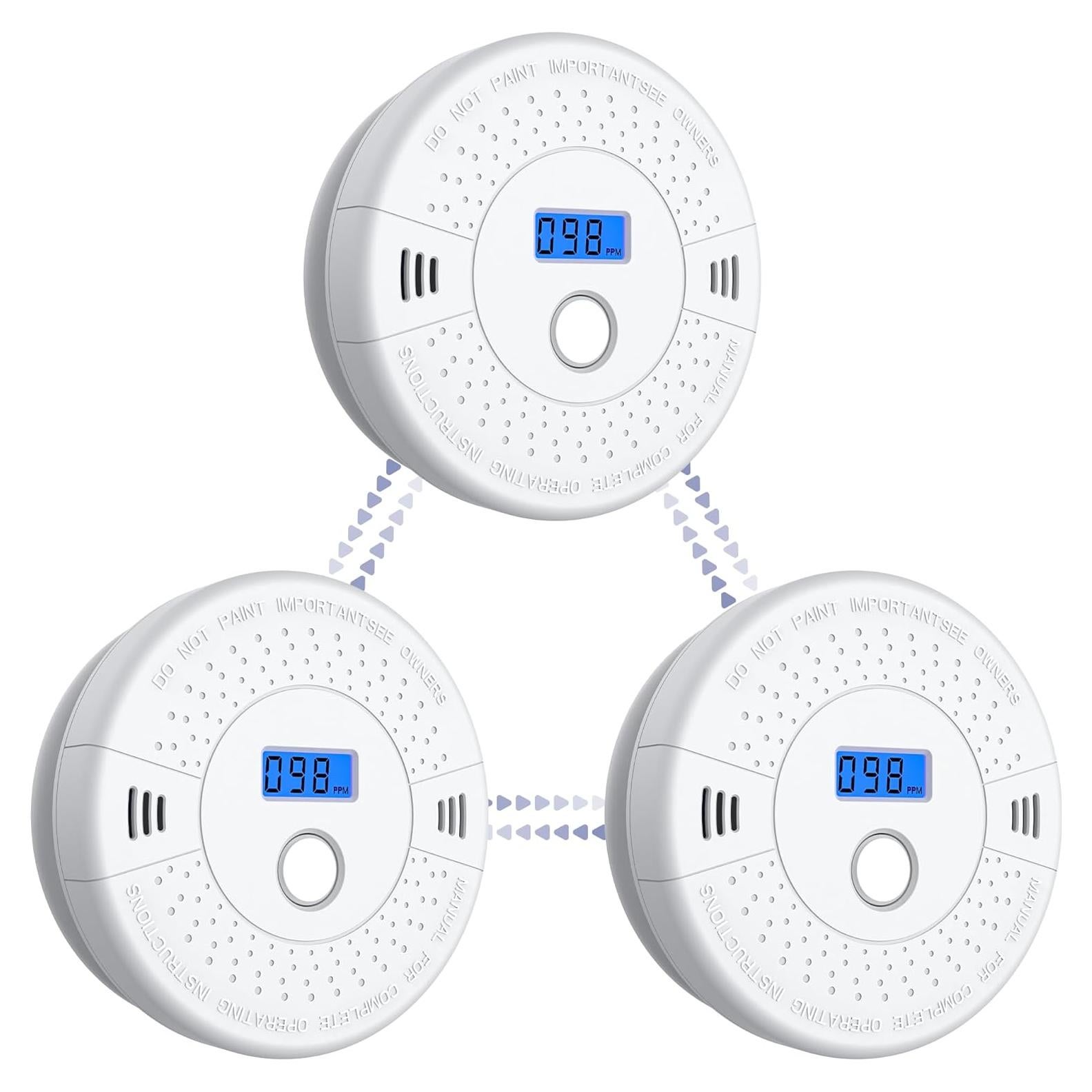 Detector de Humo y Monóxido de Carbono Siterwell GS888A, Paquete de 3