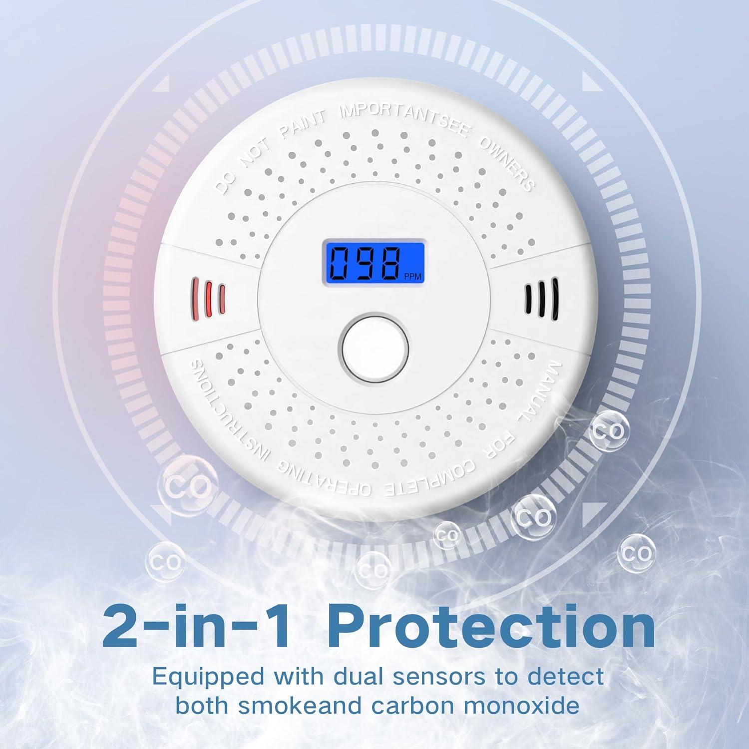Detector de Humo y Monóxido de Carbono Siterwell GS888A, Paquete de 3