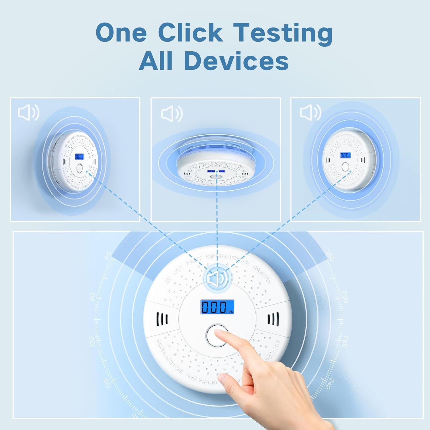 Detector de Humo y Monóxido de Carbono Siterwell GS888A, Paquete de 3