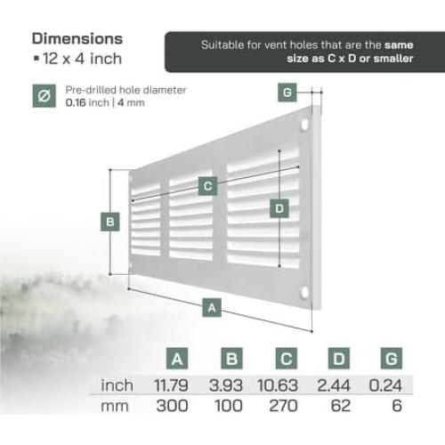 Cubierta de Ventilación 30 x 10 cm Metal Blanco con Pantalla
