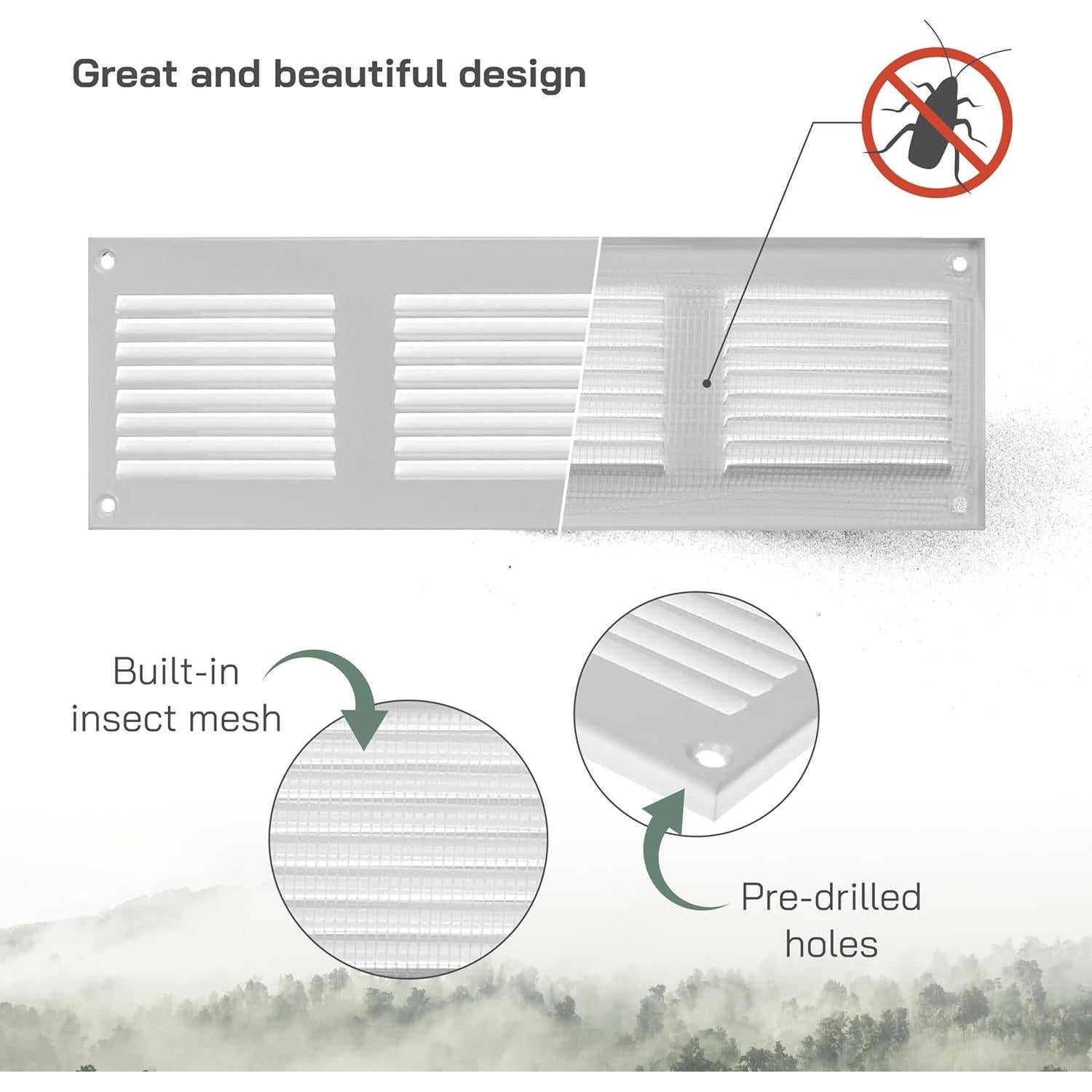 Cubierta de Ventilación 30 x 10 cm Metal Blanco con Pantalla