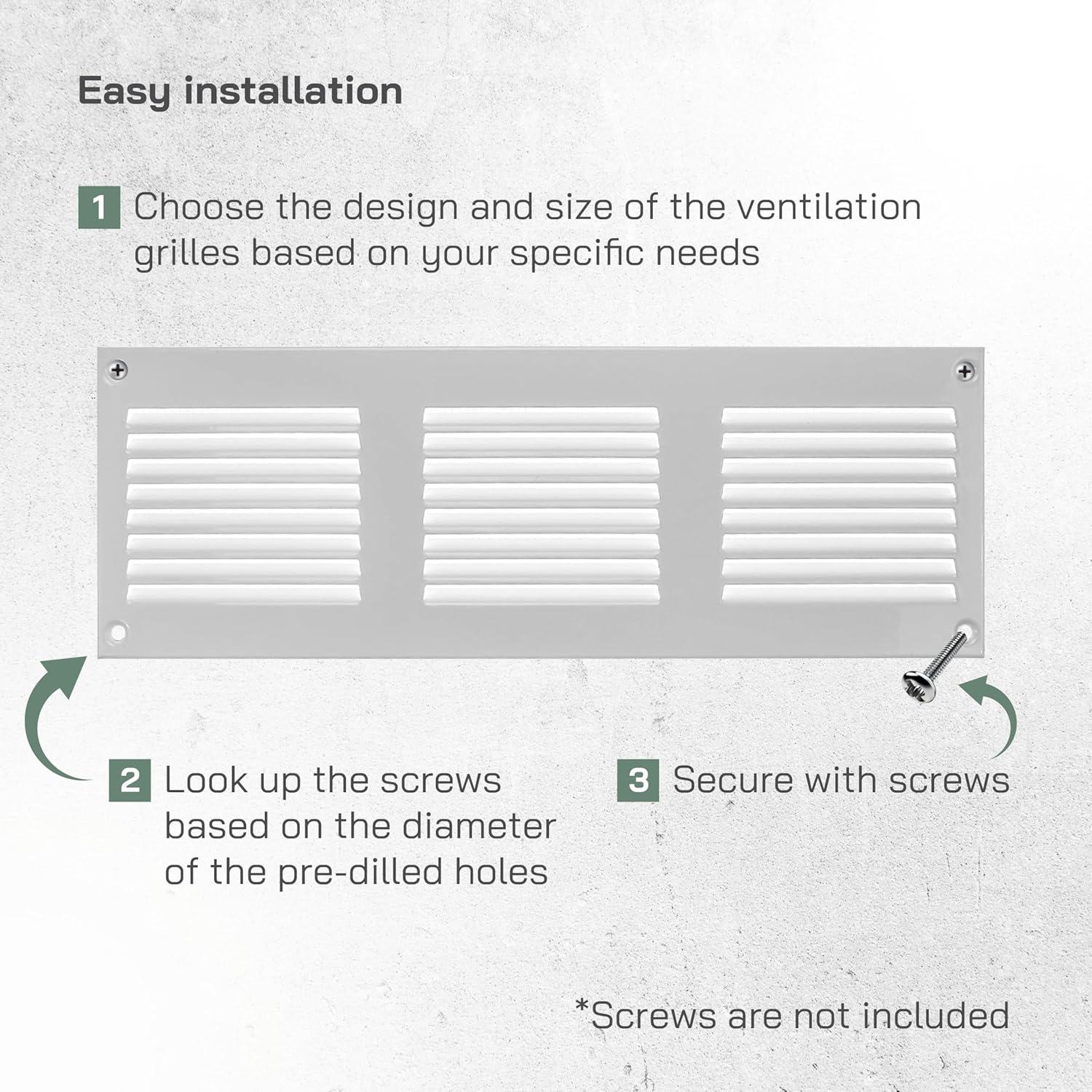 Cubierta de Ventilación 30 x 10 cm Metal Blanco con Pantalla