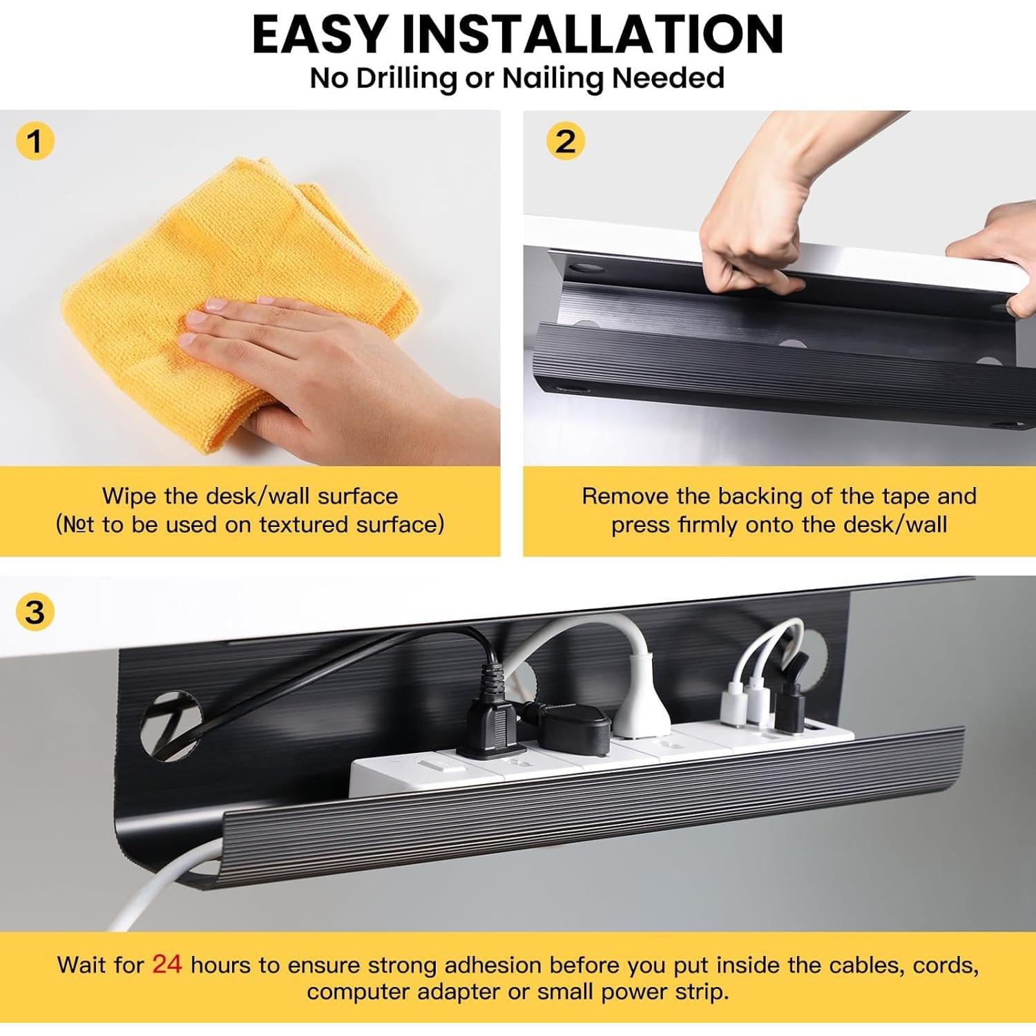 Yecaye Bandeja de Gestión de Cables 80 cm Negro