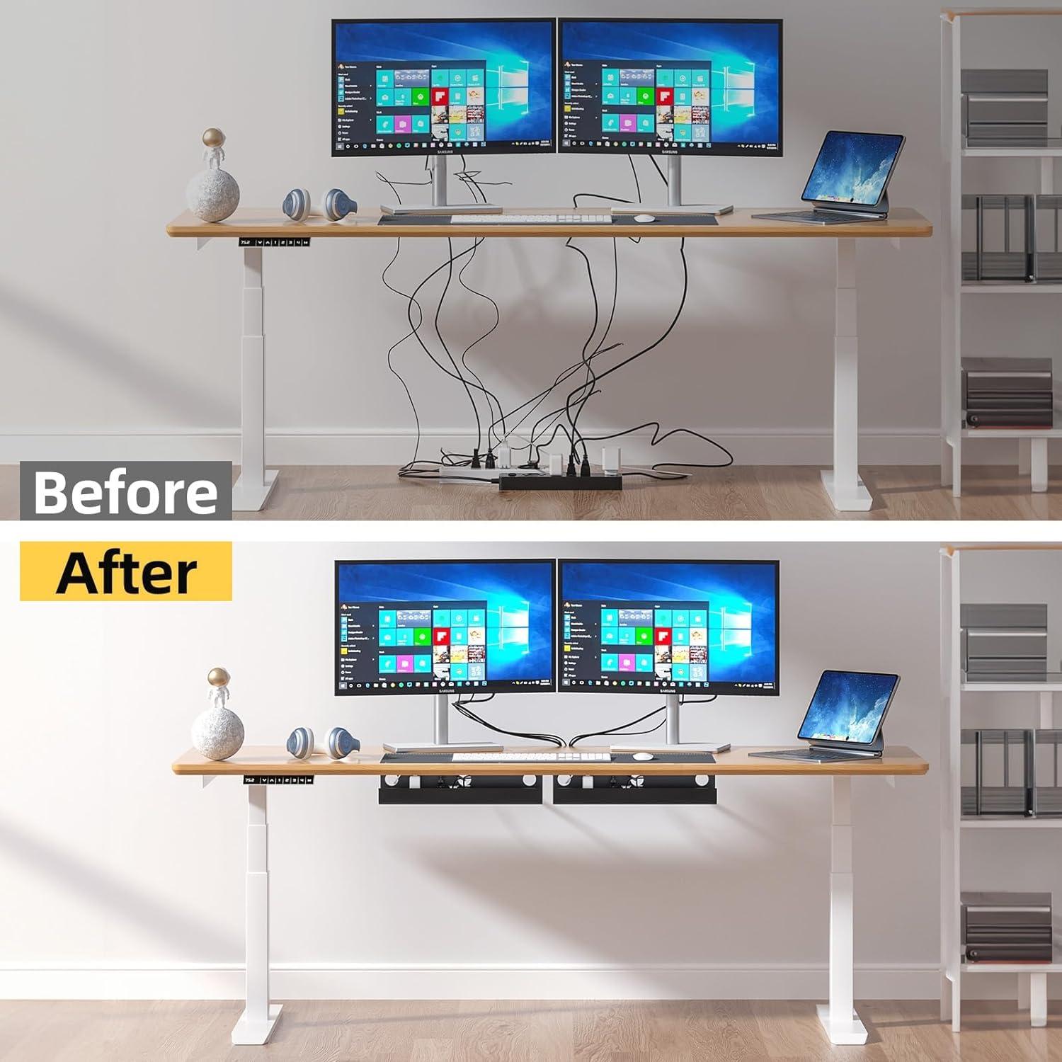 Yecaye Bandeja de Gestión de Cables 80 cm Negro