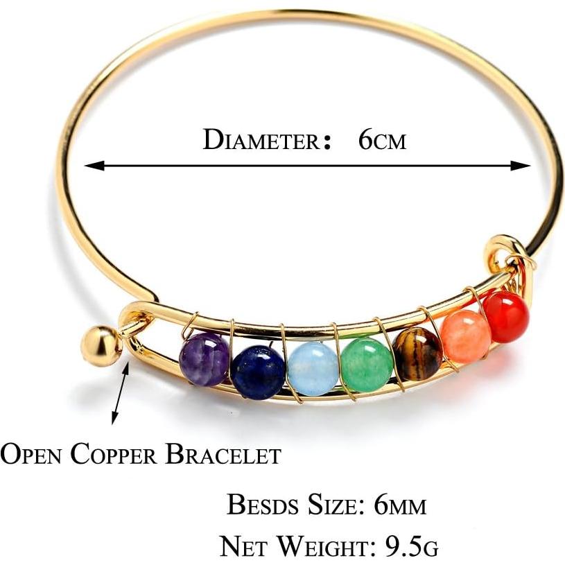 Pulsera de 7 Chakras Colorida Ajustable The Fmoon 6mm