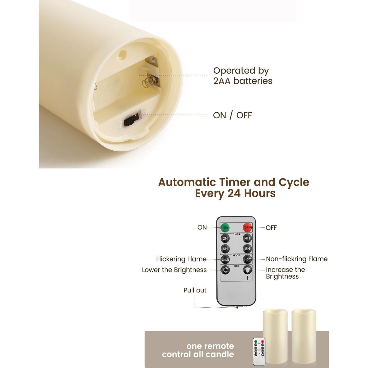 Velas Flameless Impermeables HANZIM 2 Pack Control Remoto